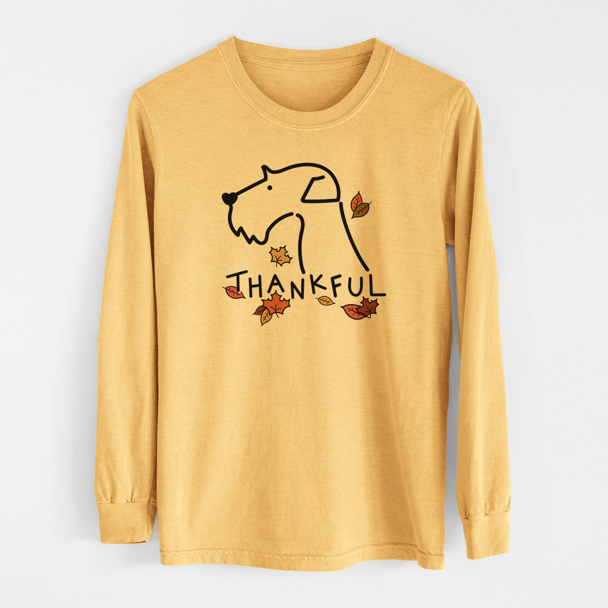 Thankful Airedale Terrier - Men&#39;s Heavyweight 100% Cotton Long Sleeve