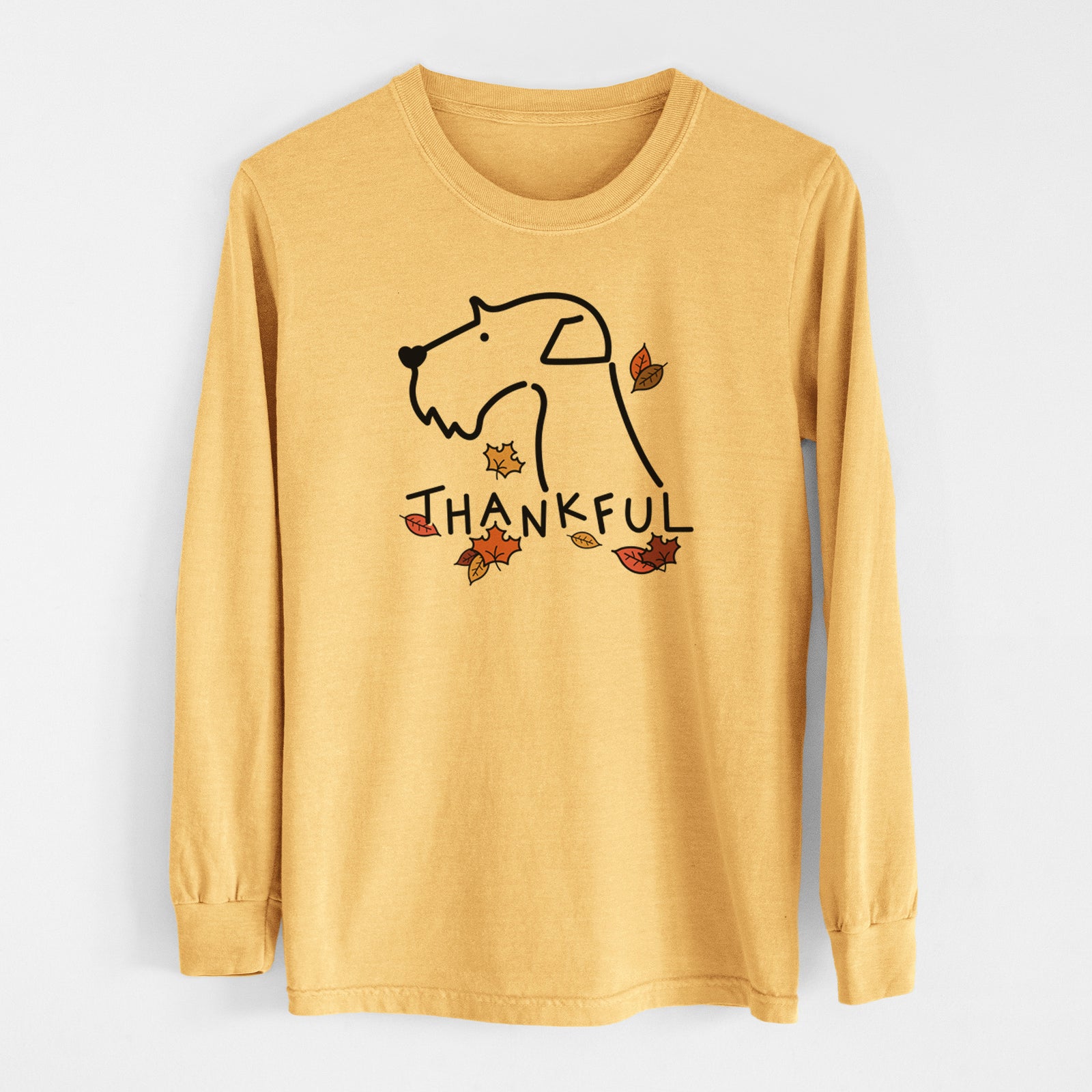 Thankful Airedale Terrier - Men's Heavyweight 100% Cotton Long Sleeve