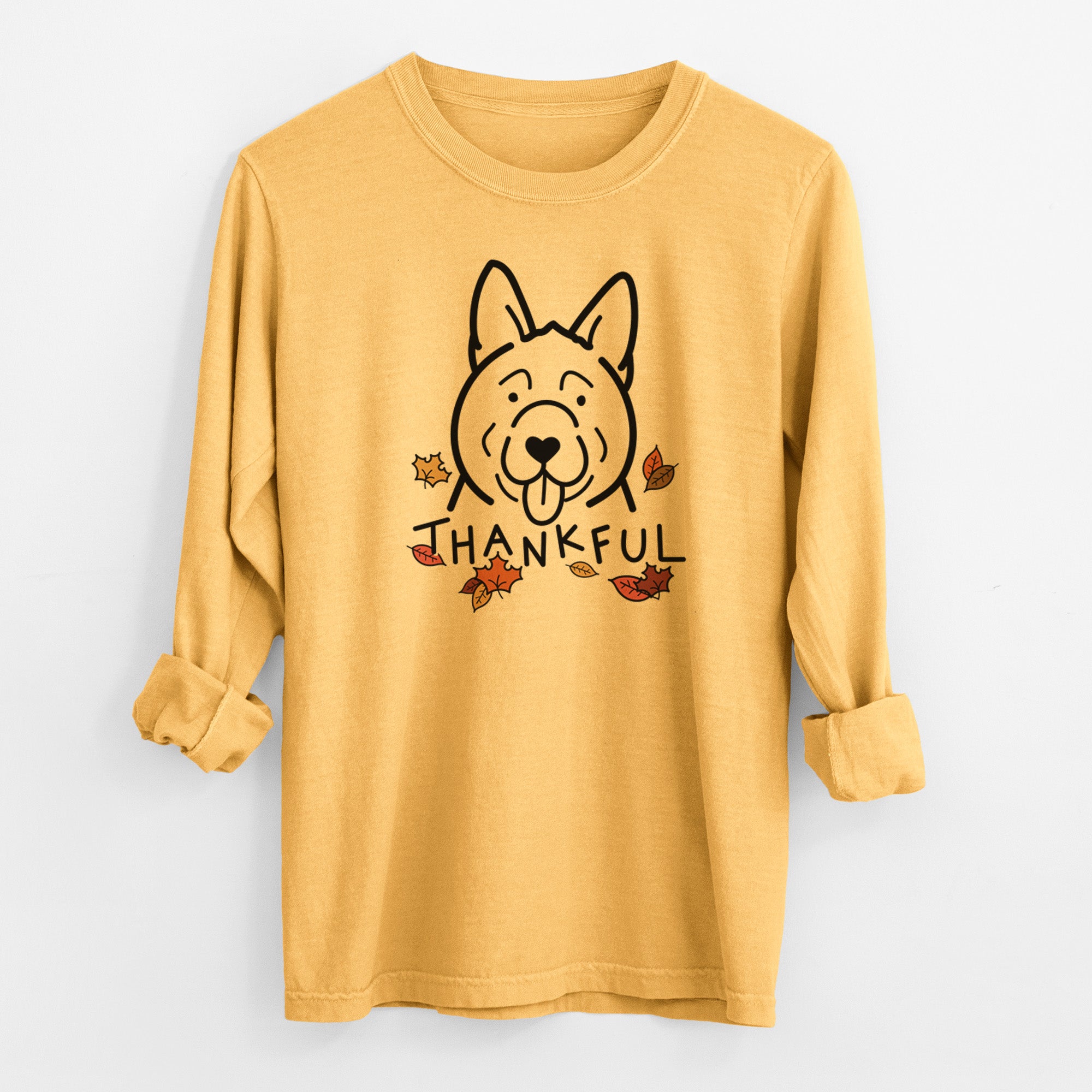 Thankful Akita - Men's Heavyweight 100% Cotton Long Sleeve