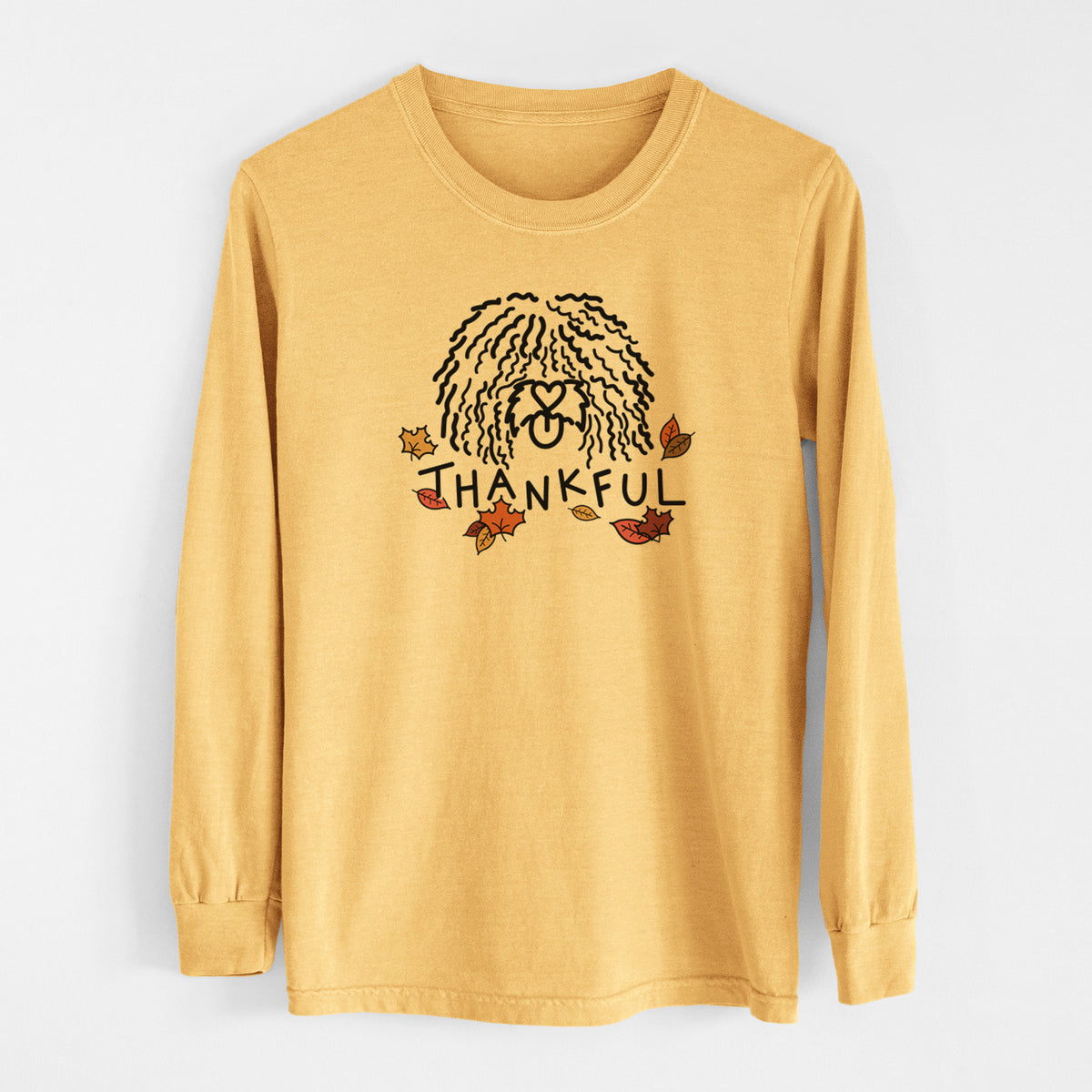 Thankful Spanish Water Dog - Alba - Men&#39;s Heavyweight 100% Cotton Long Sleeve