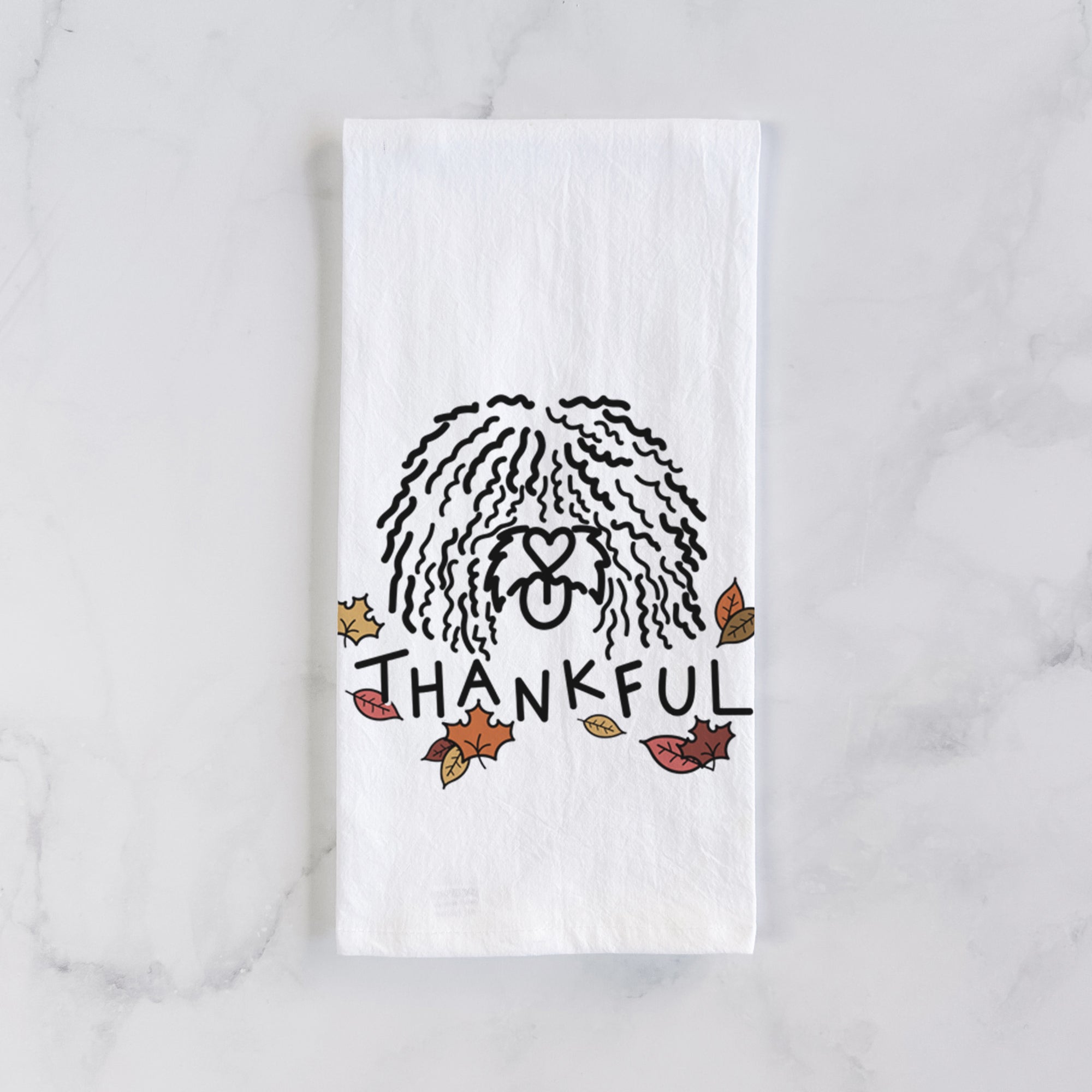 Thankful Spanish Water Dog - Alba - Tea Towel