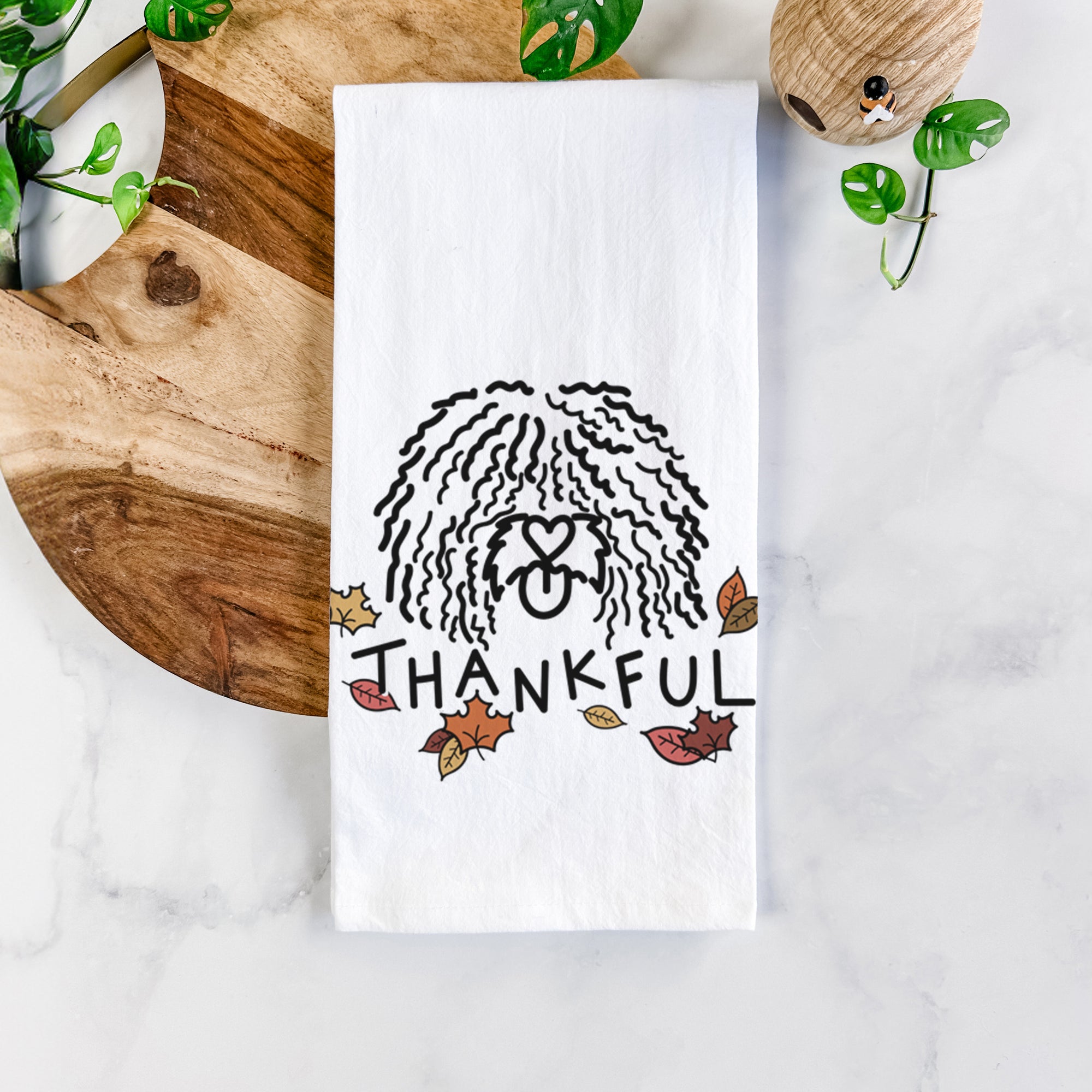 Thankful Spanish Water Dog - Alba - Tea Towel