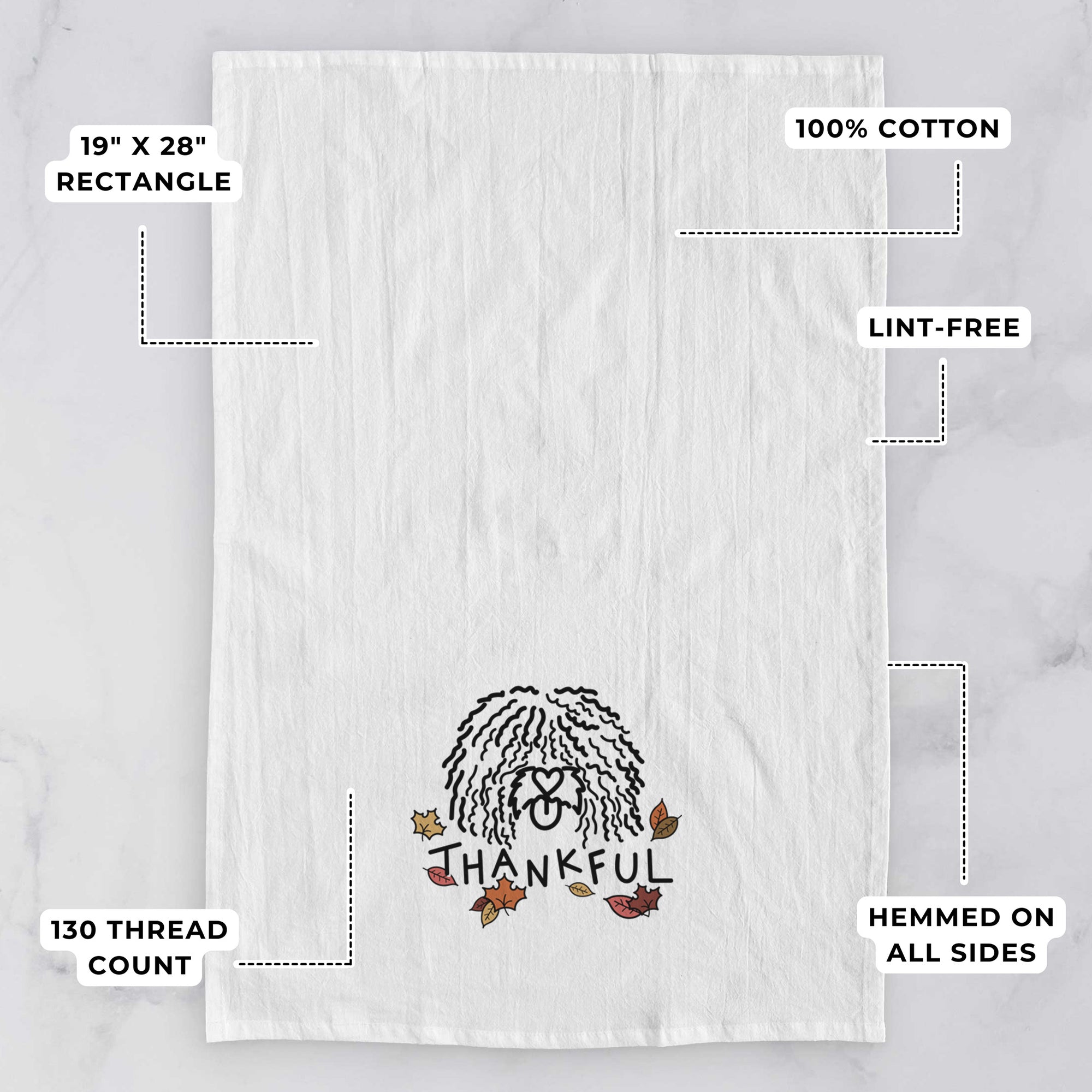 Thankful Spanish Water Dog - Alba - Tea Towel