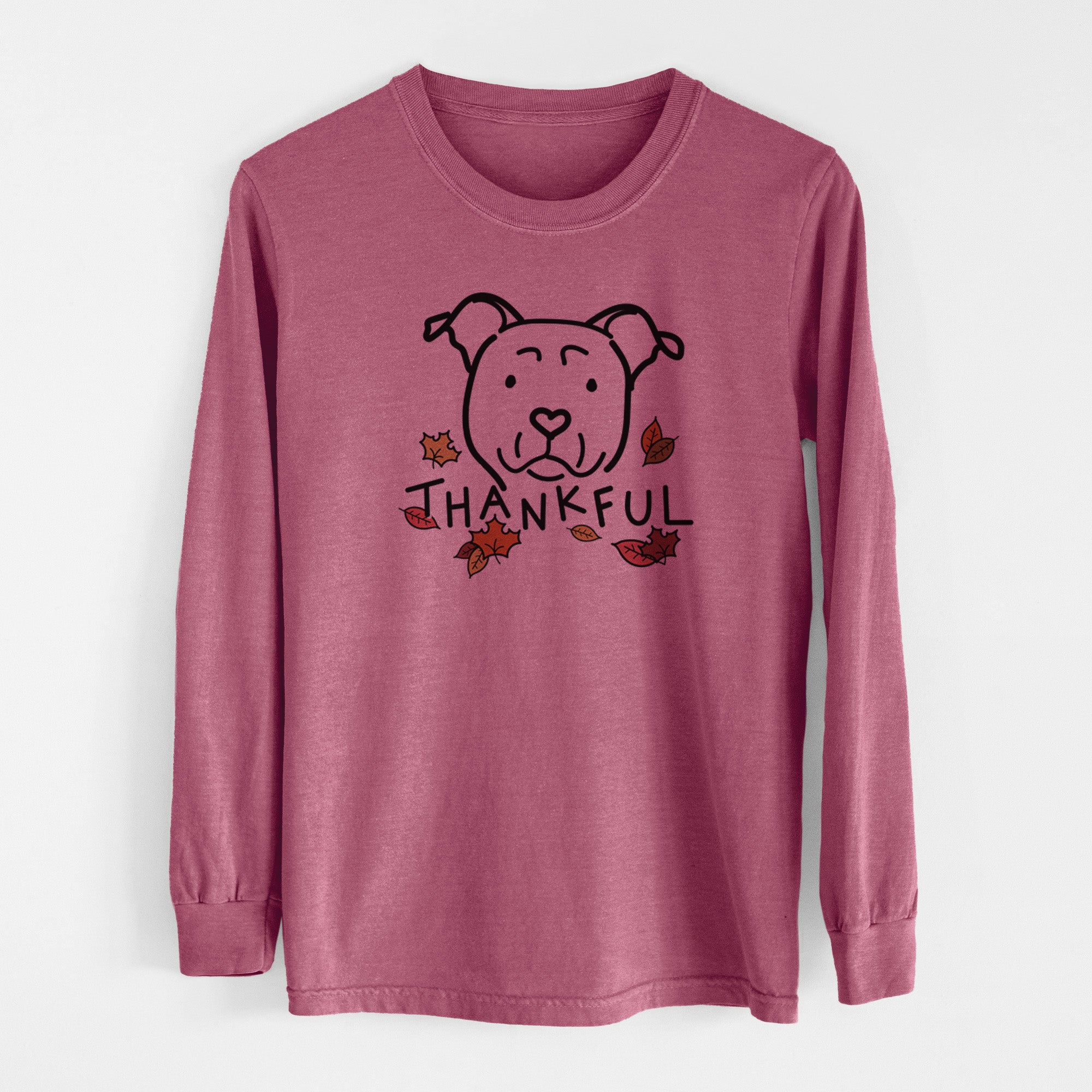 Thankful American Staffordshire Terrier - Men's Heavyweight 100% Cotton Long Sleeve