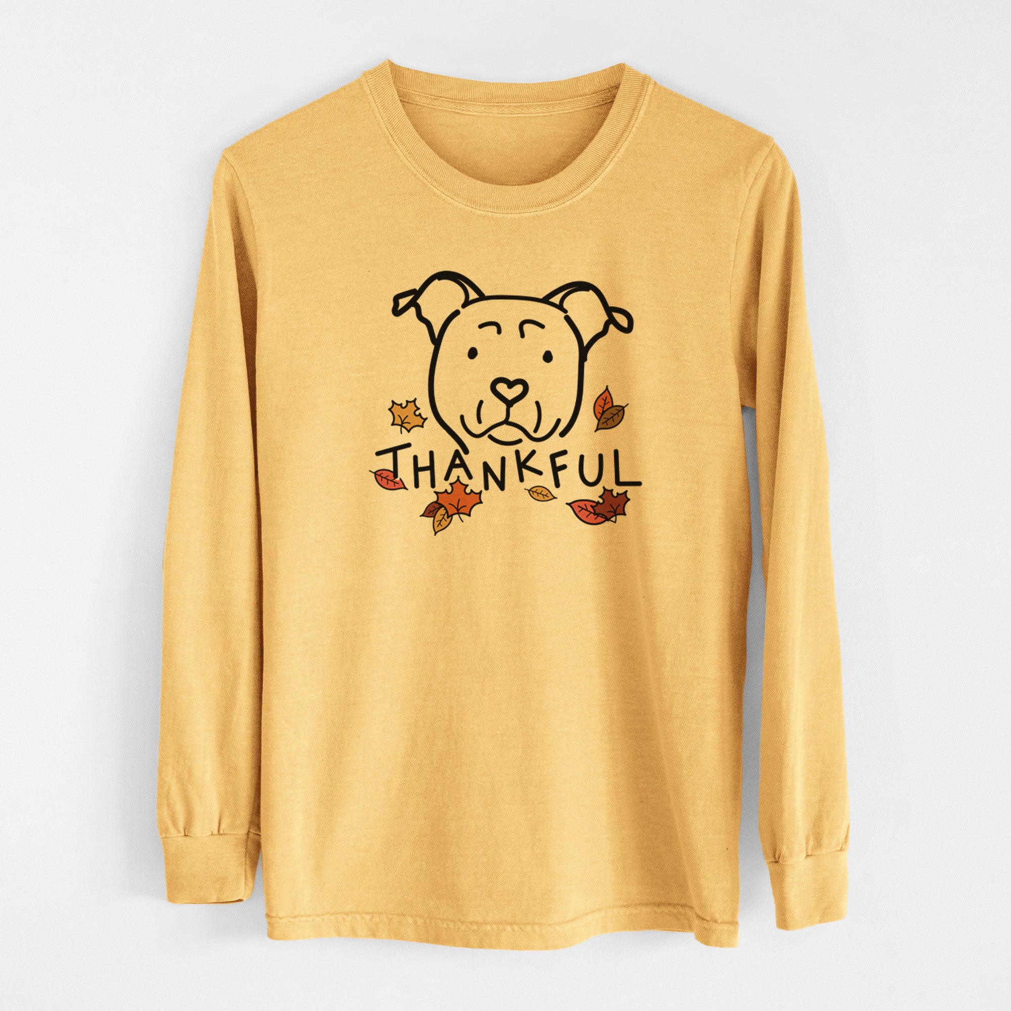 Thankful American Staffordshire Terrier - Men's Heavyweight 100% Cotton Long Sleeve