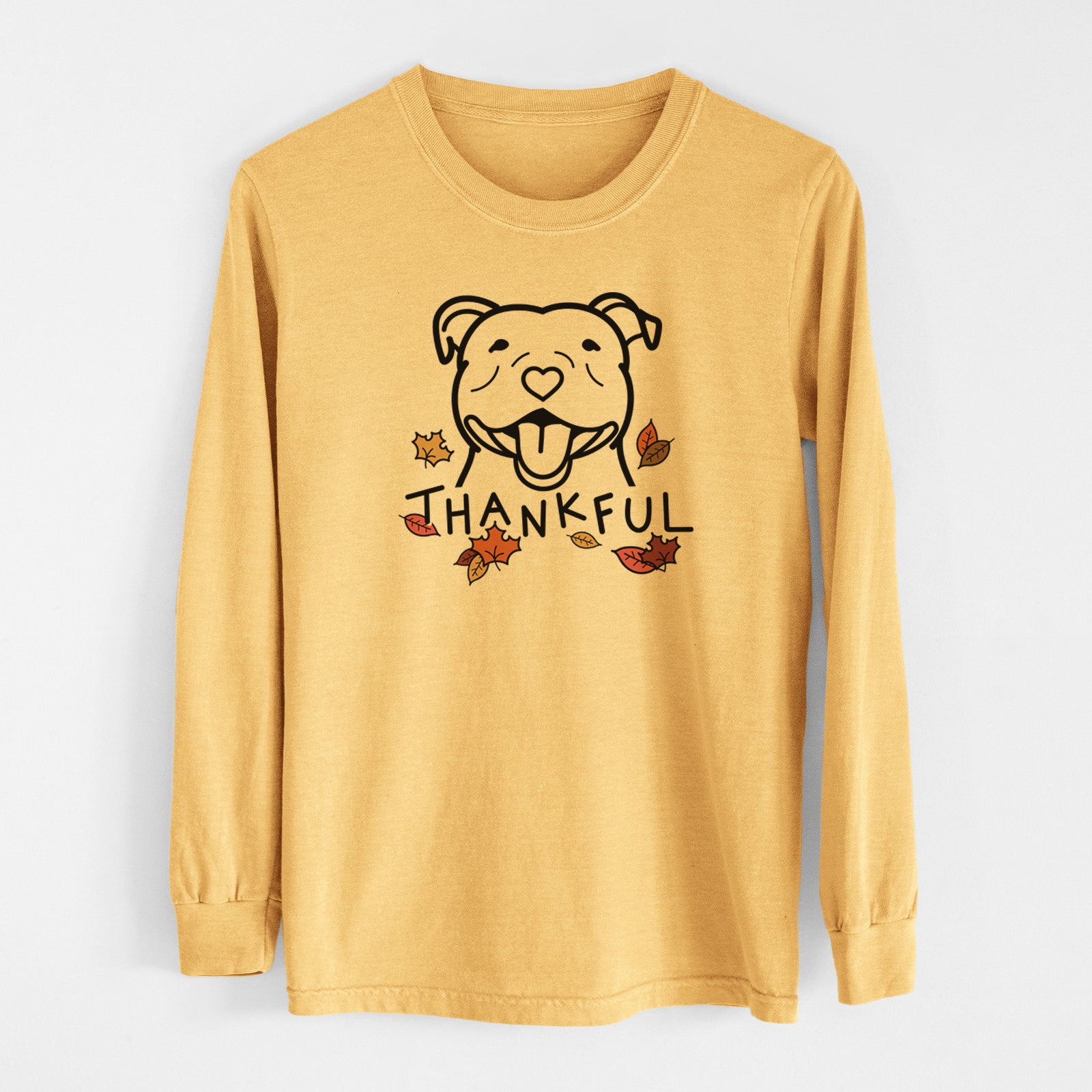 Thankful Happy American Staffordshire Terrier - Men's Heavyweight 100% Cotton Long Sleeve