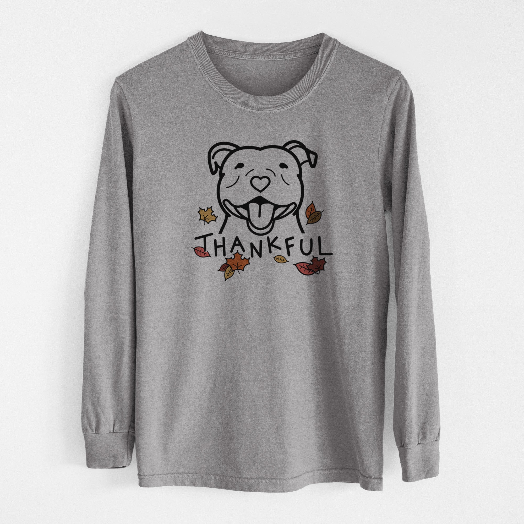 Thankful Happy American Staffordshire Terrier - Men's Heavyweight 100% Cotton Long Sleeve