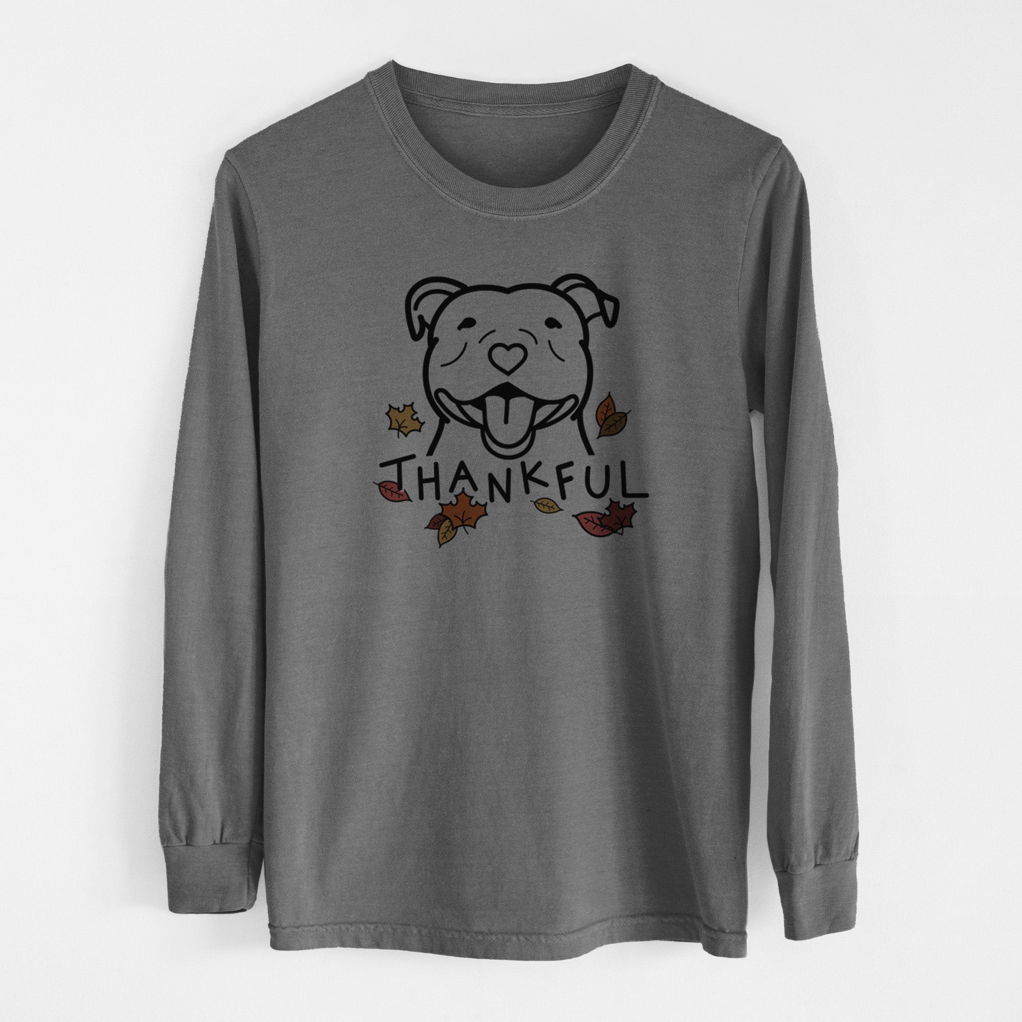 Thankful Happy American Staffordshire Terrier - Men's Heavyweight 100% Cotton Long Sleeve