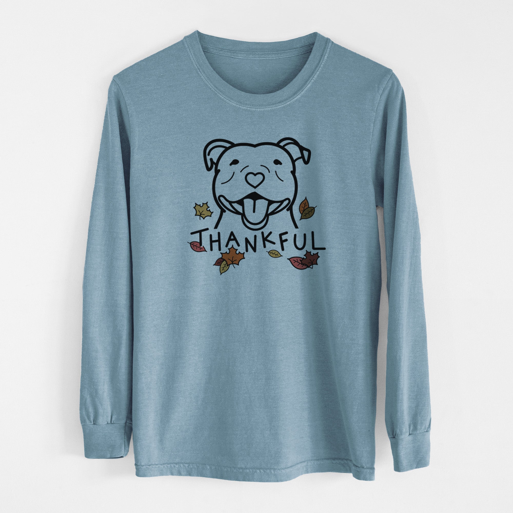 Thankful Happy American Staffordshire Terrier - Men's Heavyweight 100% Cotton Long Sleeve