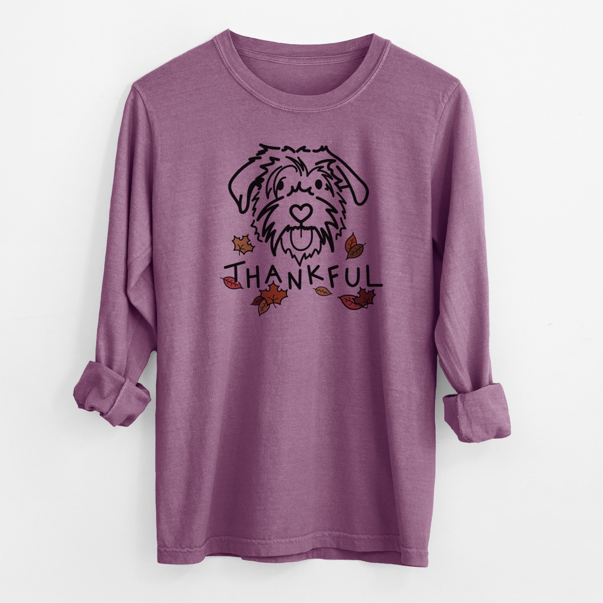 Thankful Scottish Terrier Border Collie Mix - Amal - Men's Heavyweight 100% Cotton Long Sleeve