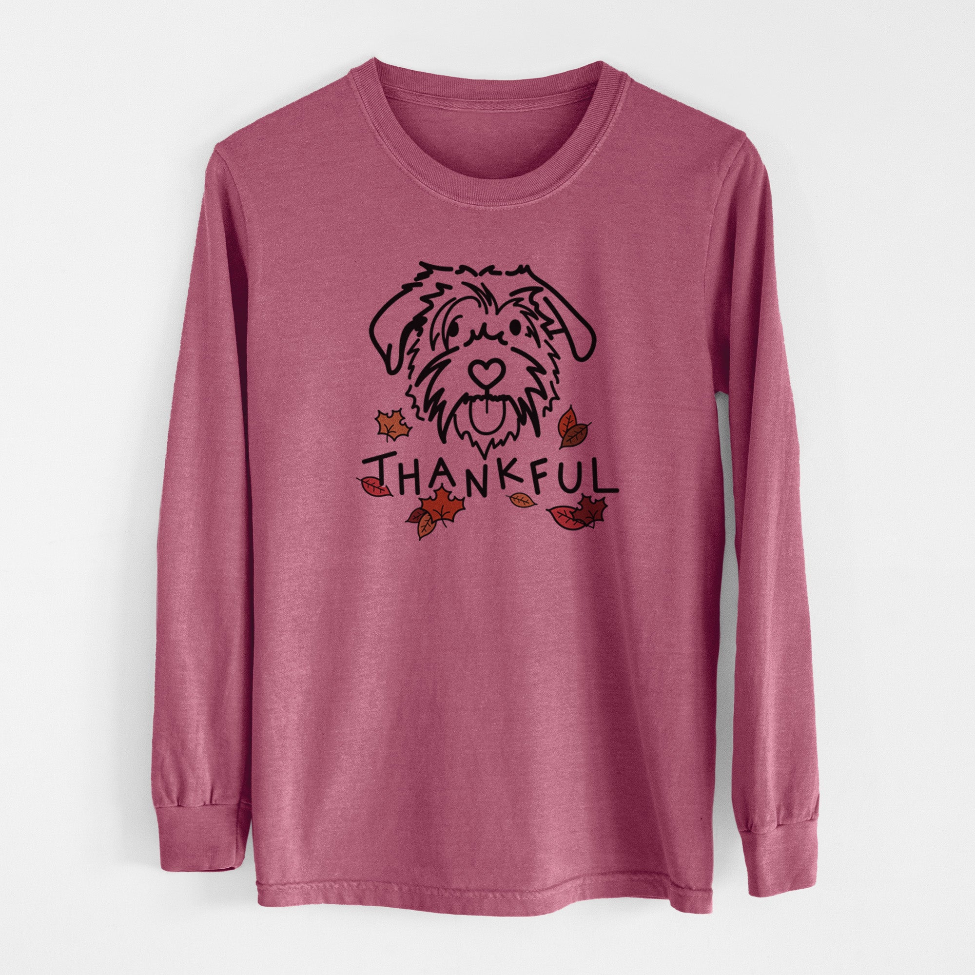 Thankful Scottish Terrier Border Collie Mix - Amal - Men's Heavyweight 100% Cotton Long Sleeve