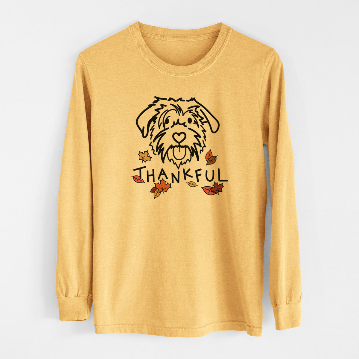 Thankful Scottish Terrier Border Collie Mix - Amal - Men&#39;s Heavyweight 100% Cotton Long Sleeve