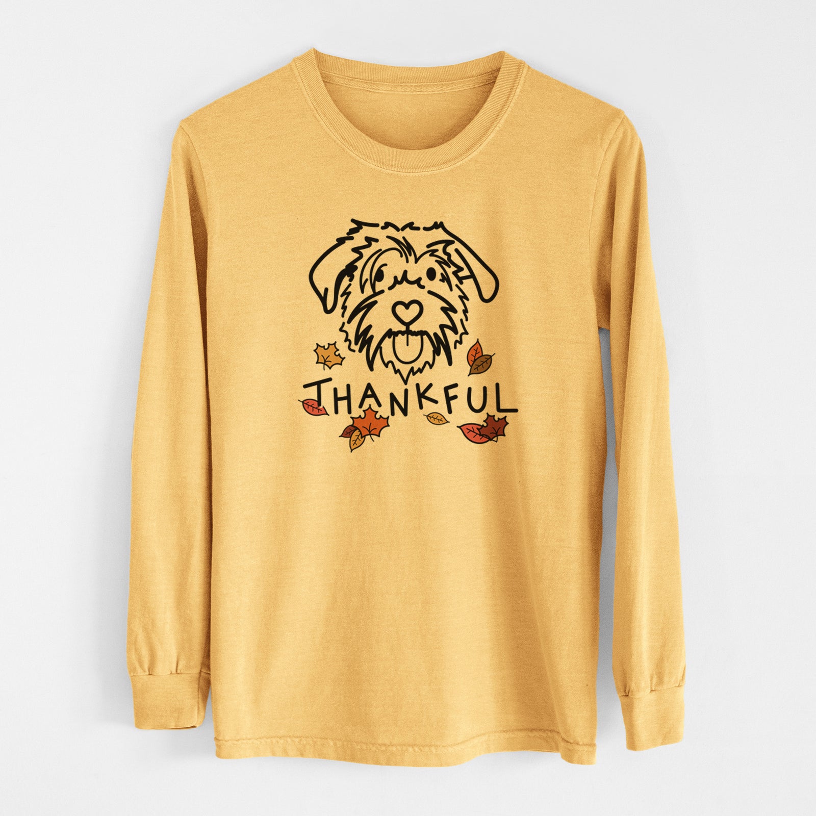 Thankful Scottish Terrier Border Collie Mix - Amal - Men's Heavyweight 100% Cotton Long Sleeve