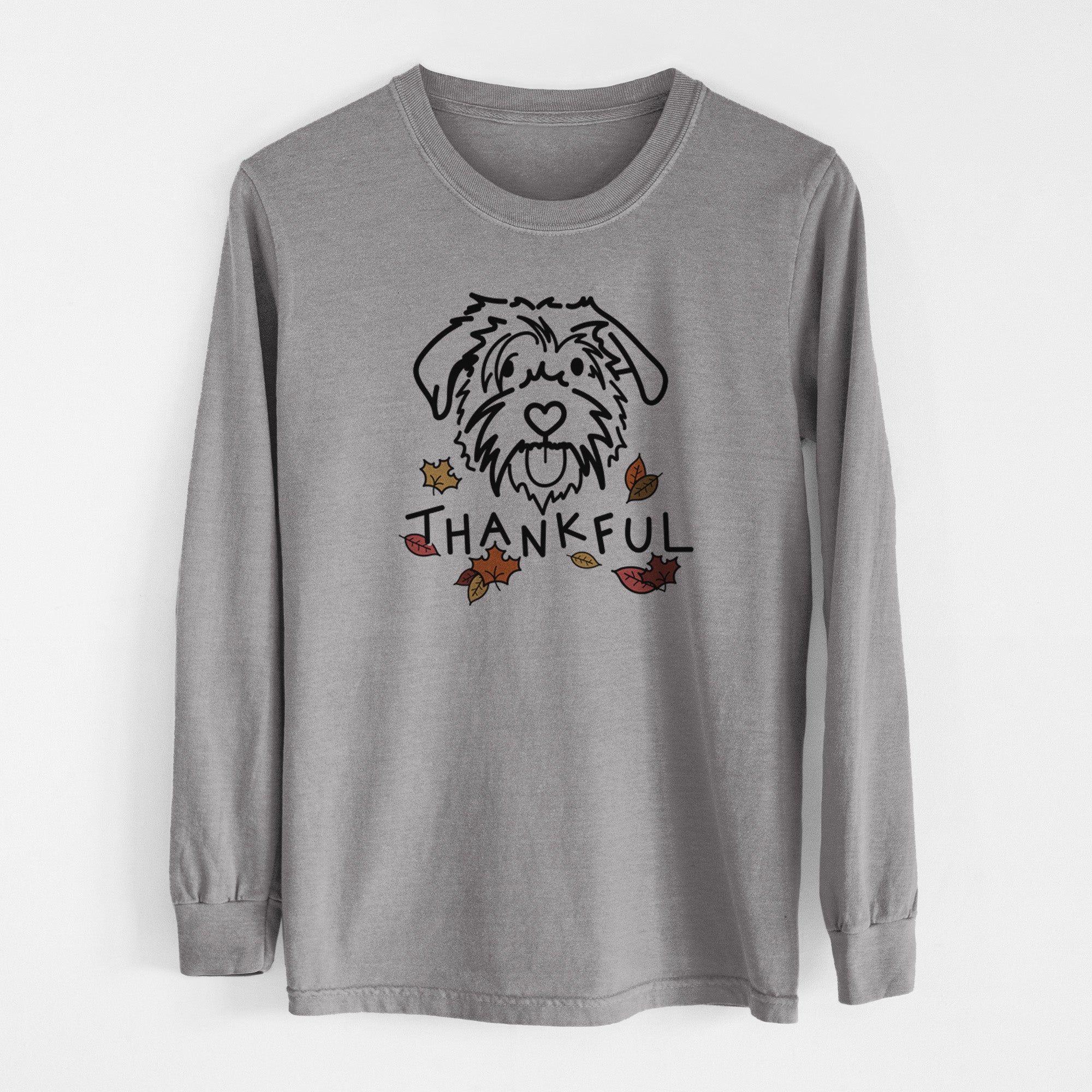 Thankful Scottish Terrier Border Collie Mix - Amal - Men's Heavyweight 100% Cotton Long Sleeve