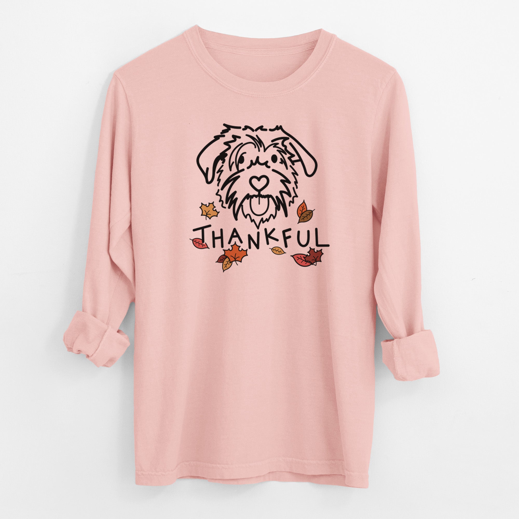 Thankful Scottish Terrier Border Collie Mix - Amal - Men's Heavyweight 100% Cotton Long Sleeve