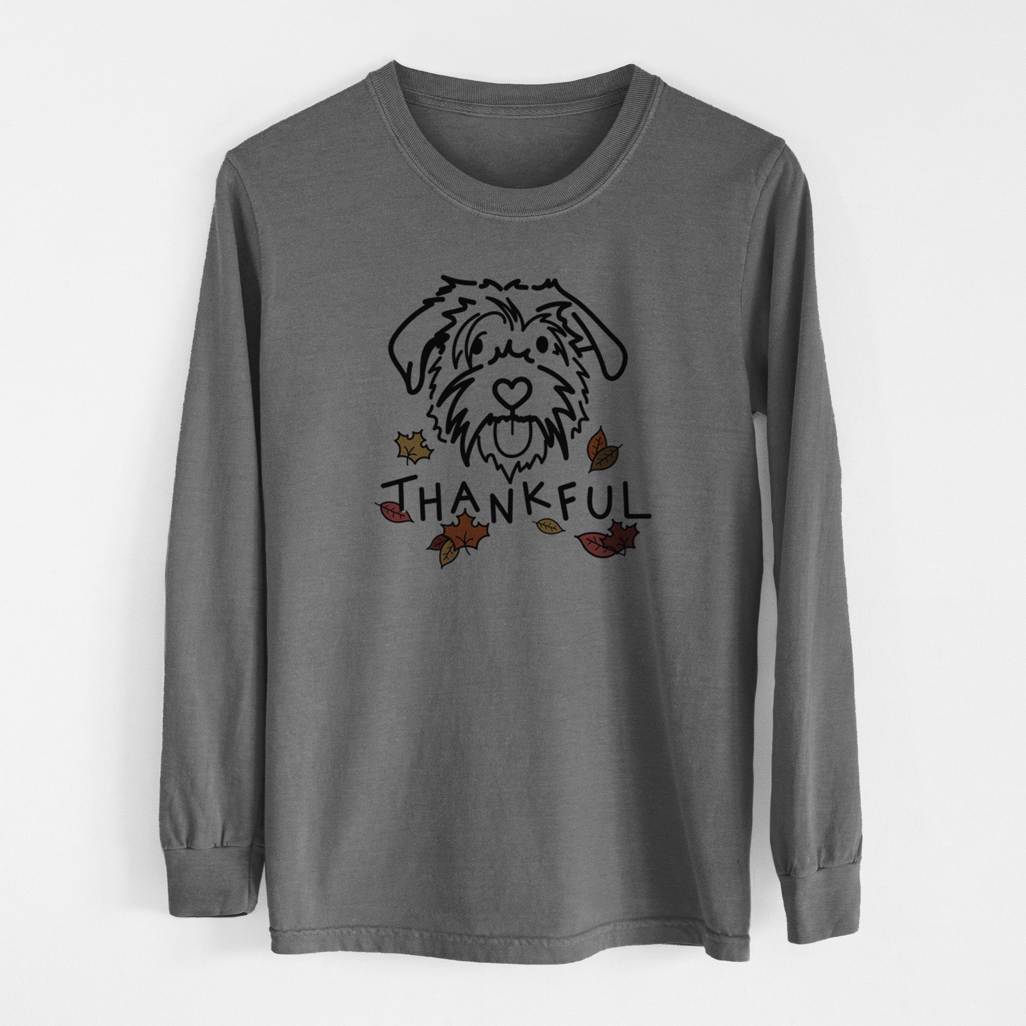 Thankful Scottish Terrier Border Collie Mix - Amal - Men's Heavyweight 100% Cotton Long Sleeve