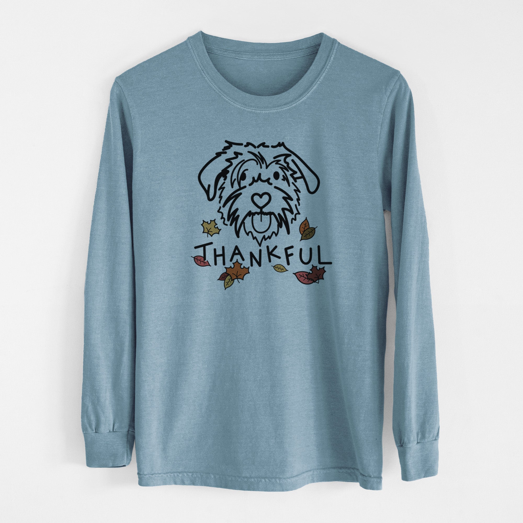 Thankful Scottish Terrier Border Collie Mix - Amal - Men's Heavyweight 100% Cotton Long Sleeve