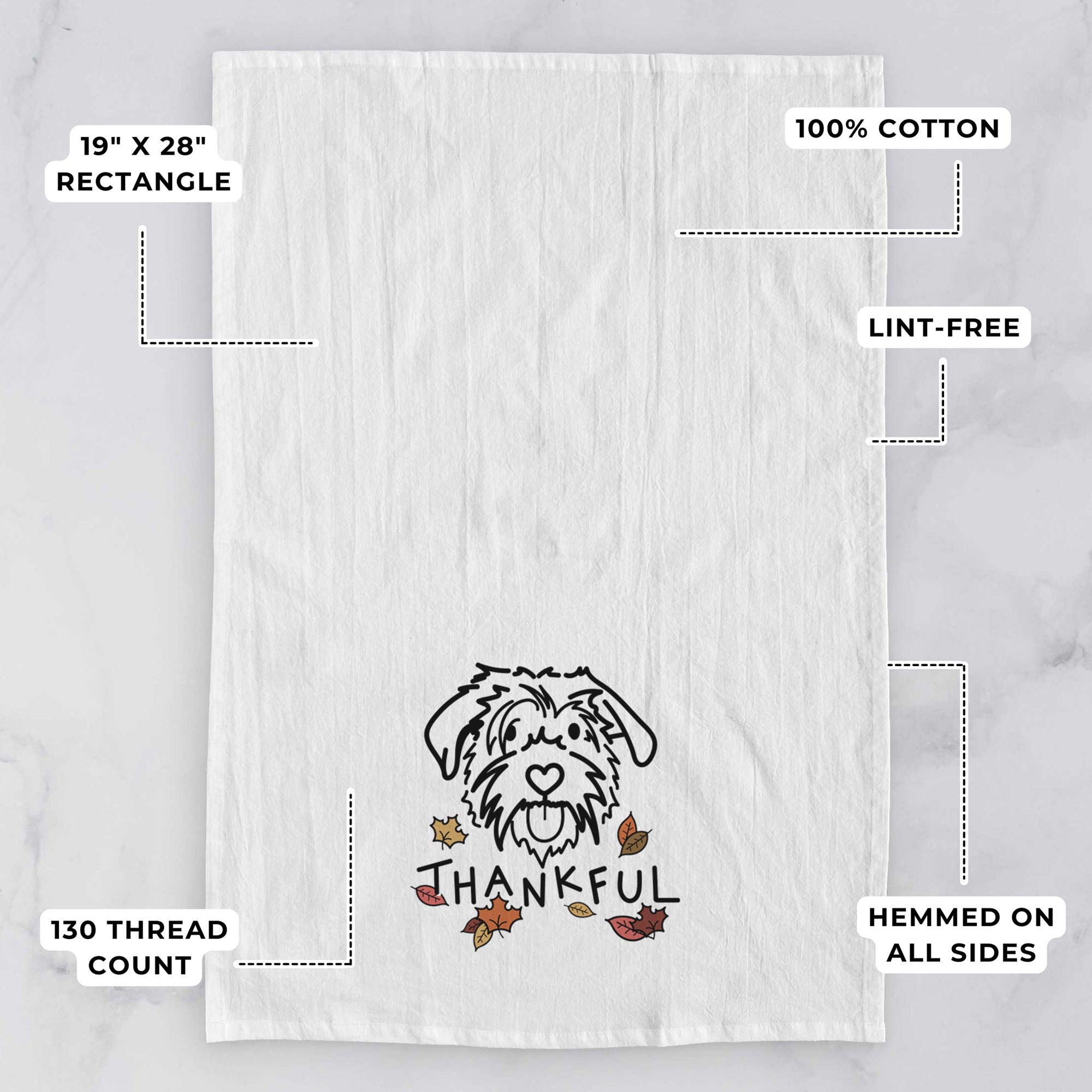 Thankful Scottish Terrier Border Collie Mix - Amal - Tea Towel