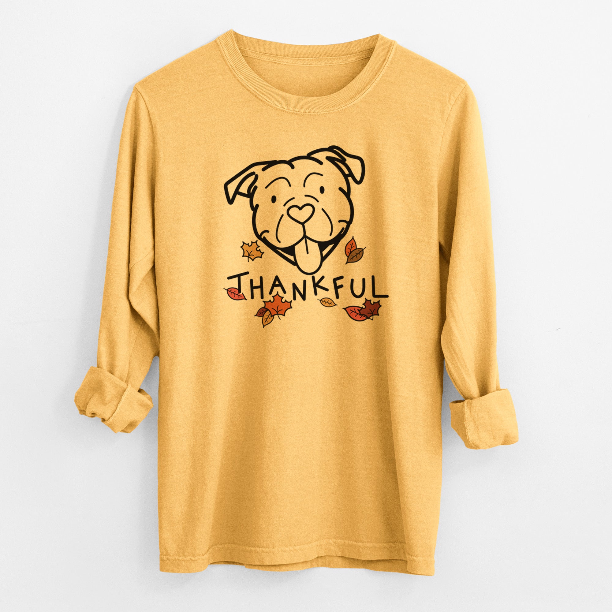 Thankful American Bulldog - Men's Heavyweight 100% Cotton Long Sleeve