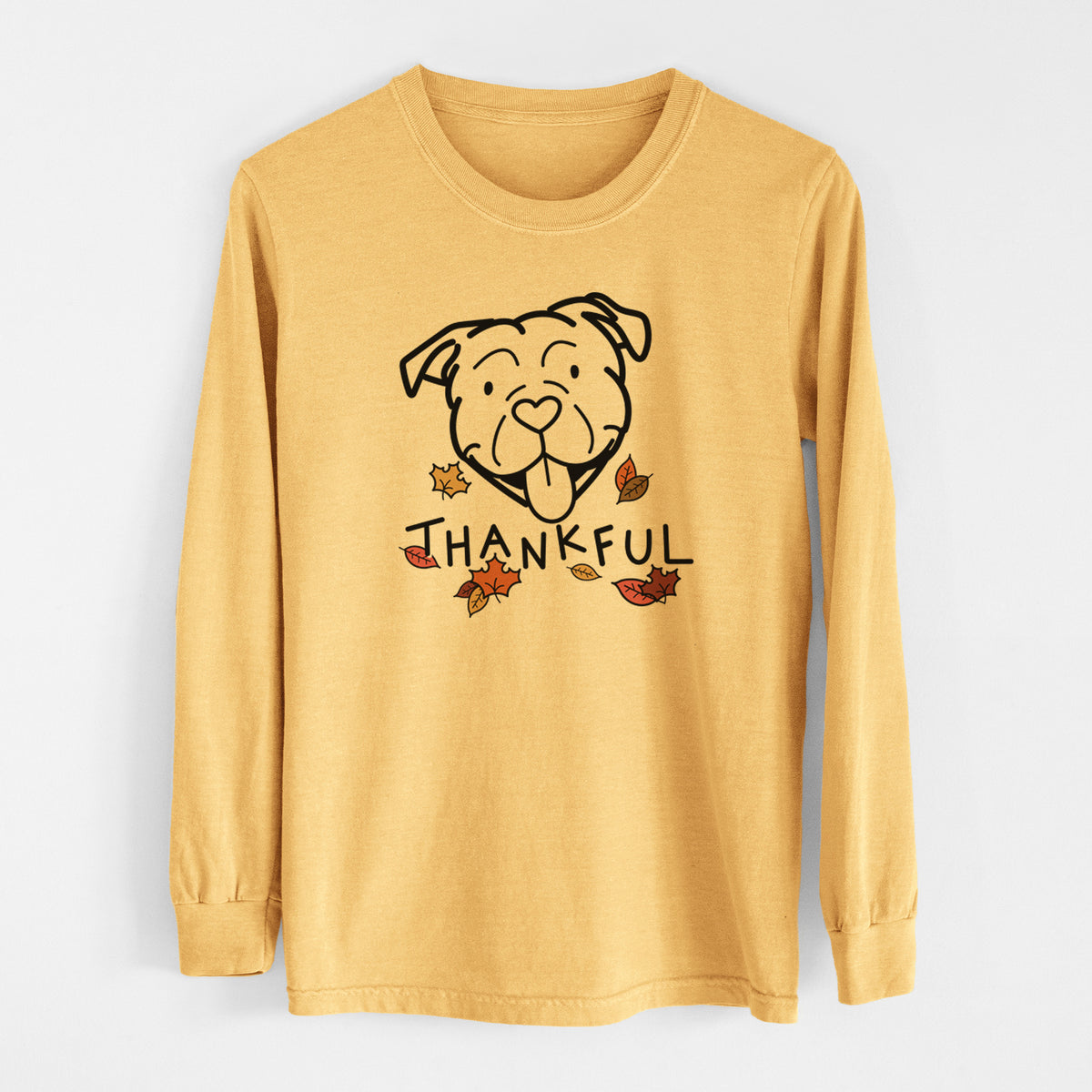 Thankful American Bulldog - Men&#39;s Heavyweight 100% Cotton Long Sleeve