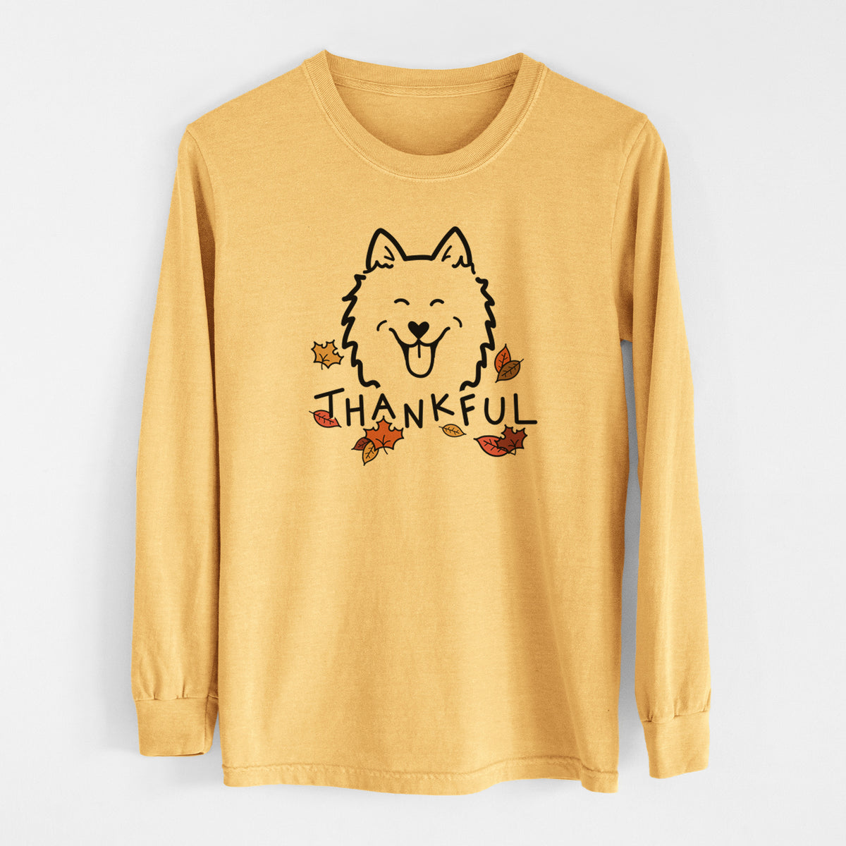 Thankful American Eskimo - Men&#39;s Heavyweight 100% Cotton Long Sleeve