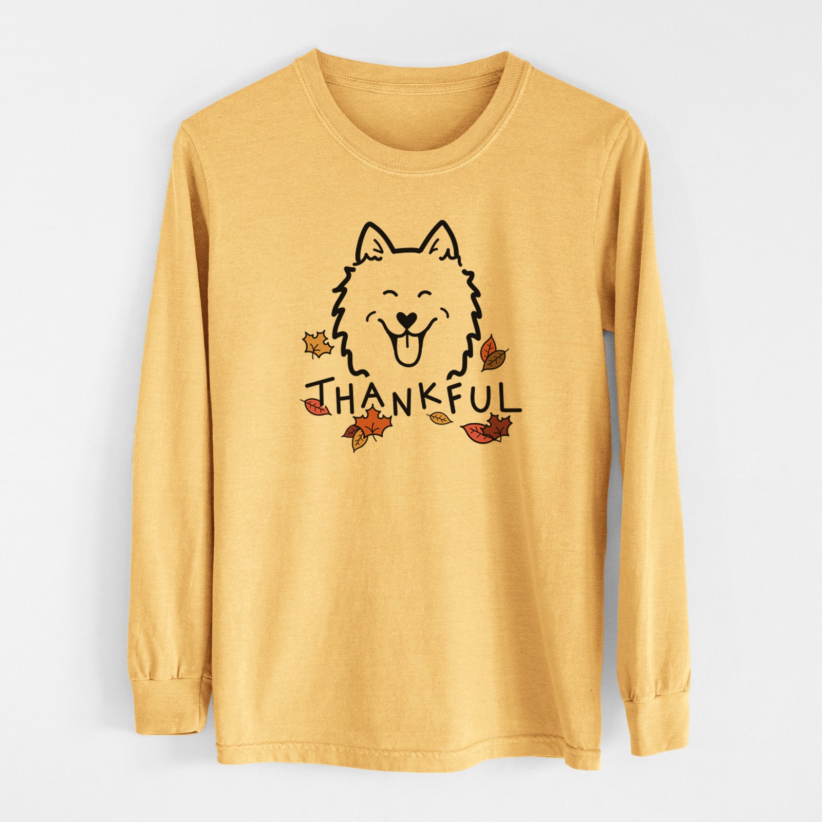 Thankful American Eskimo - Men's Heavyweight 100% Cotton Long Sleeve