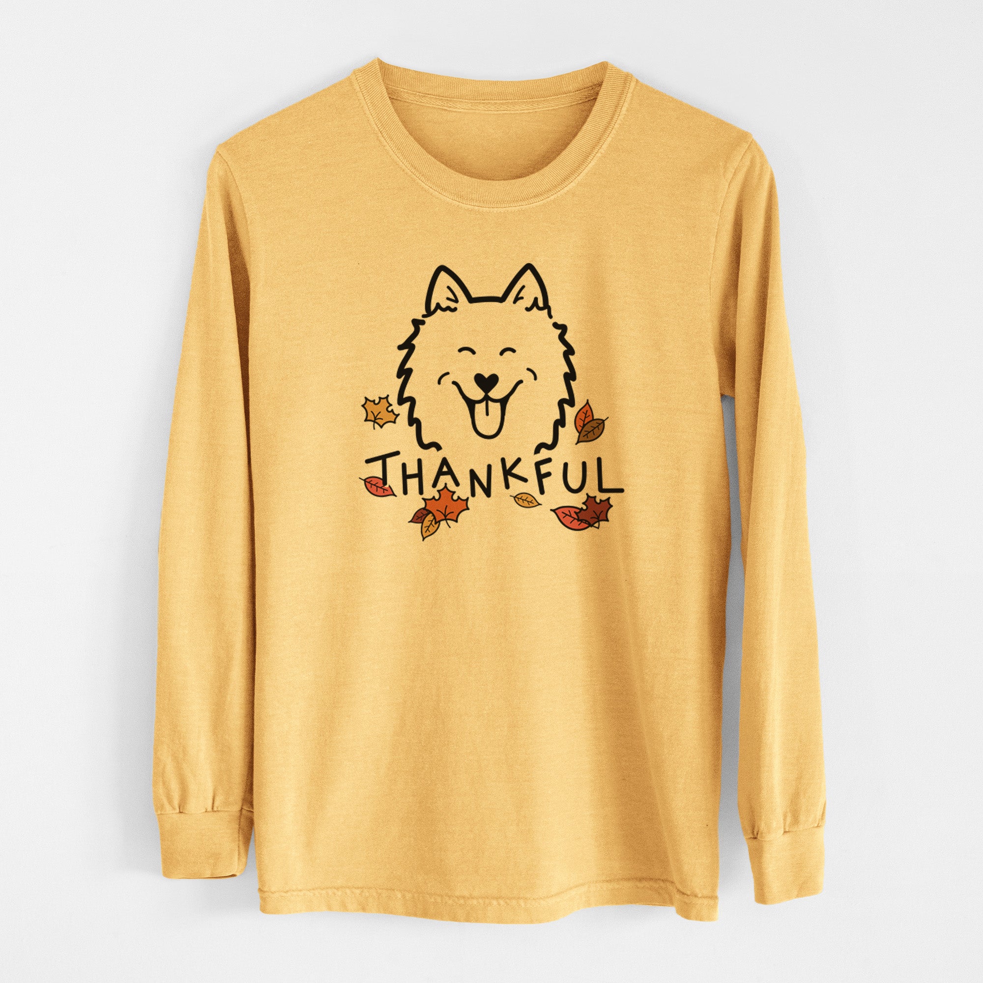 Thankful American Eskimo - Men's Heavyweight 100% Cotton Long Sleeve