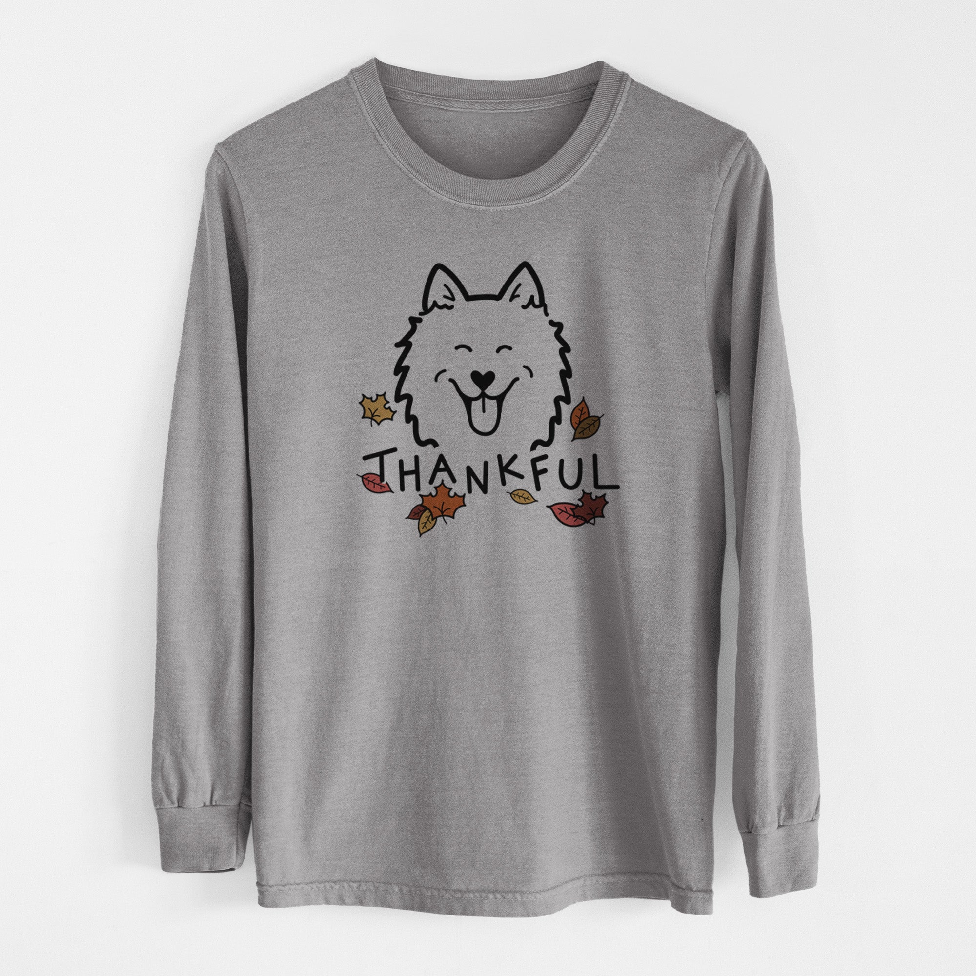 Thankful American Eskimo - Men's Heavyweight 100% Cotton Long Sleeve