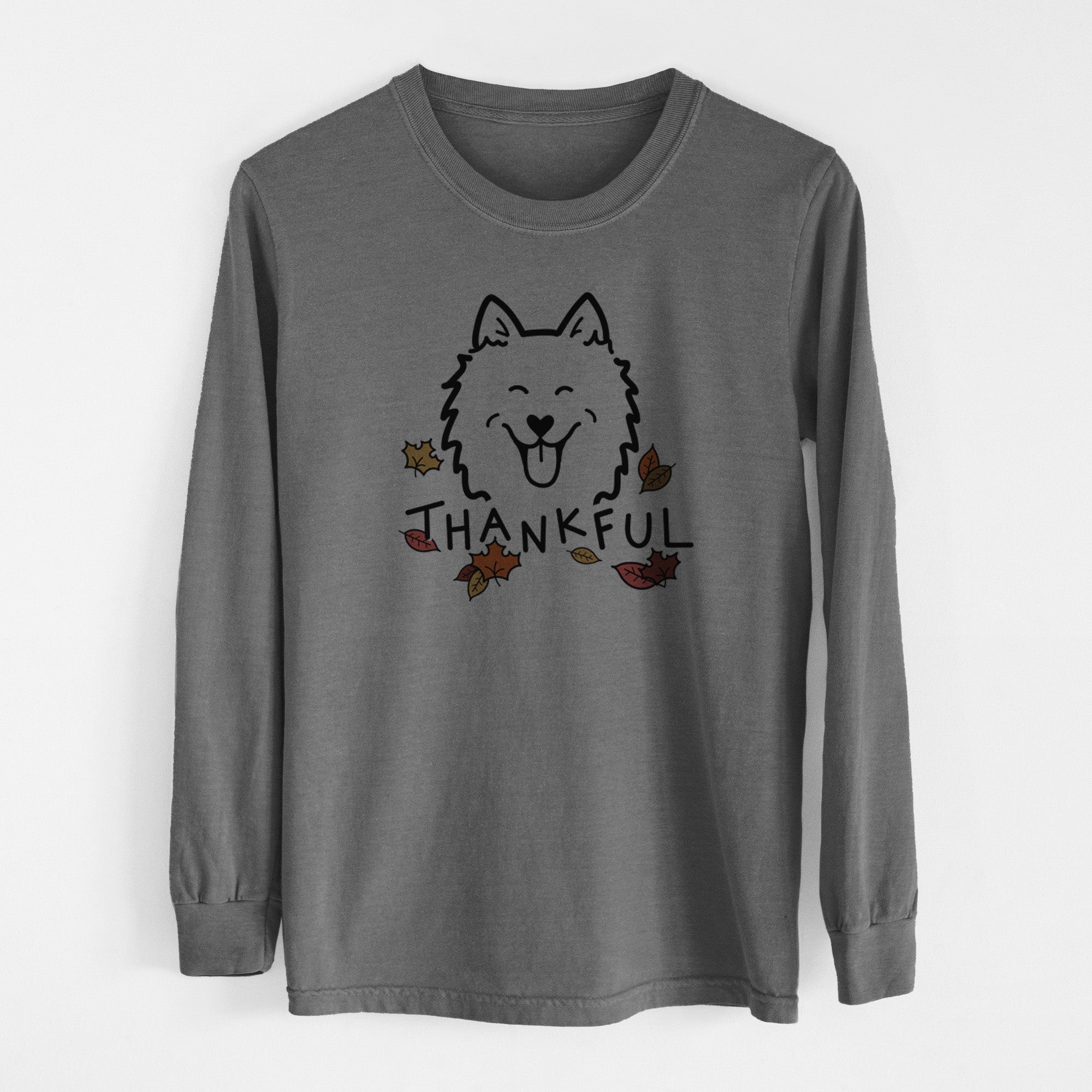 Thankful American Eskimo - Men's Heavyweight 100% Cotton Long Sleeve