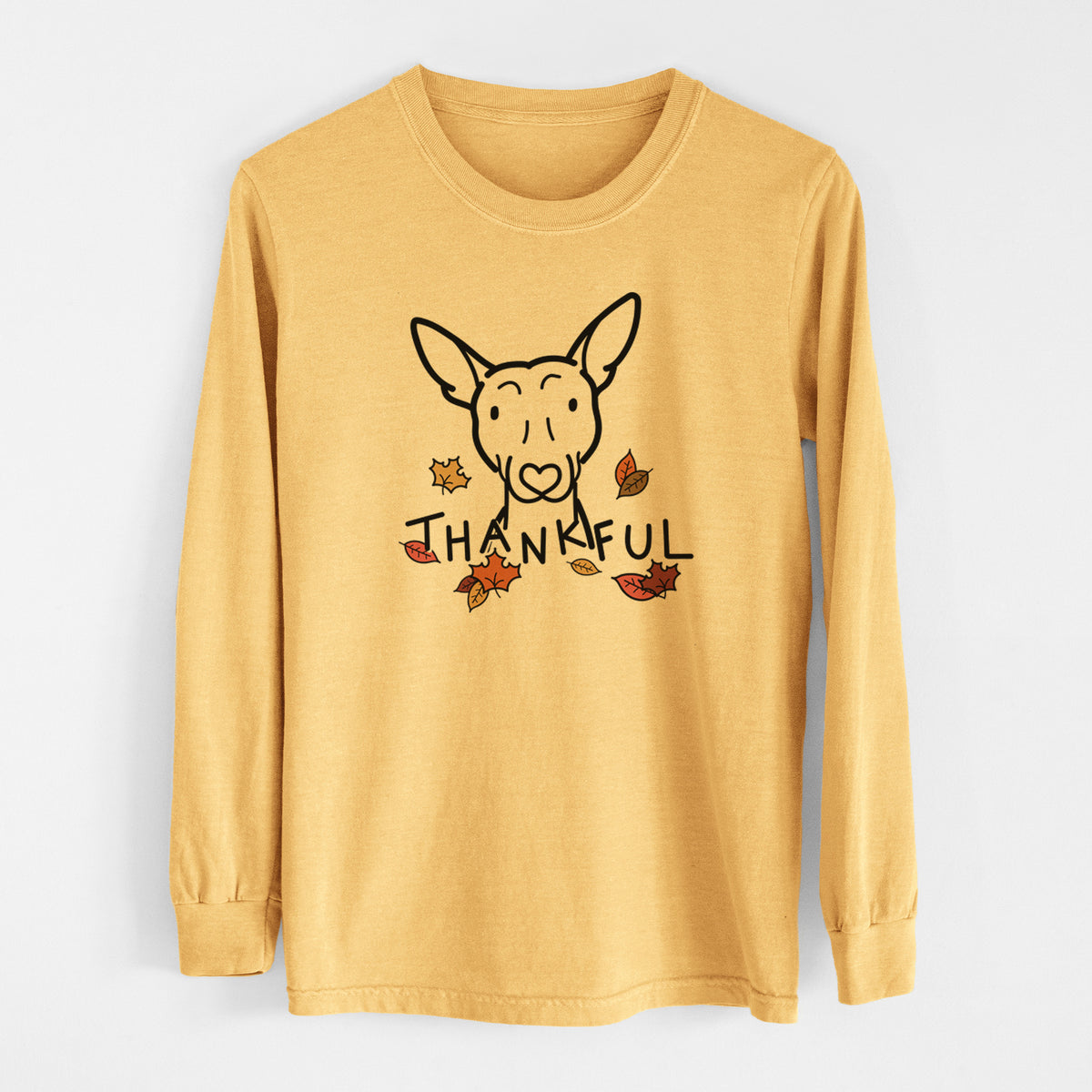 Thankful American Hairless Terrier - Men's Heavyweight 100% Cotton Long Sleeve