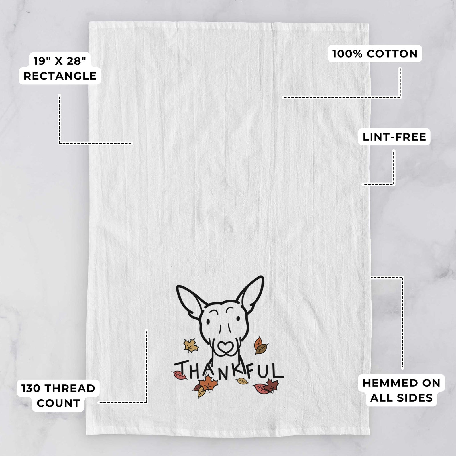 Thankful American Hairless Terrier - Tea Towel