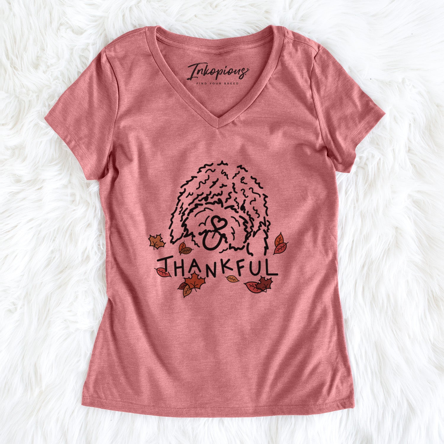 Thankful Spanish Water Dog - Antonio - Women's Perfect V-neck Shirt