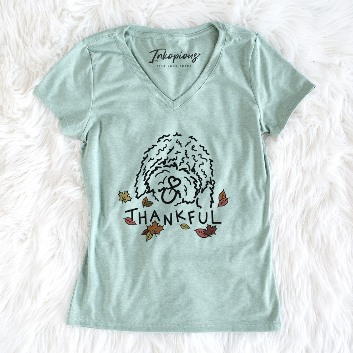 Thankful Spanish Water Dog - Antonio - Women&#39;s Perfect V-neck Shirt