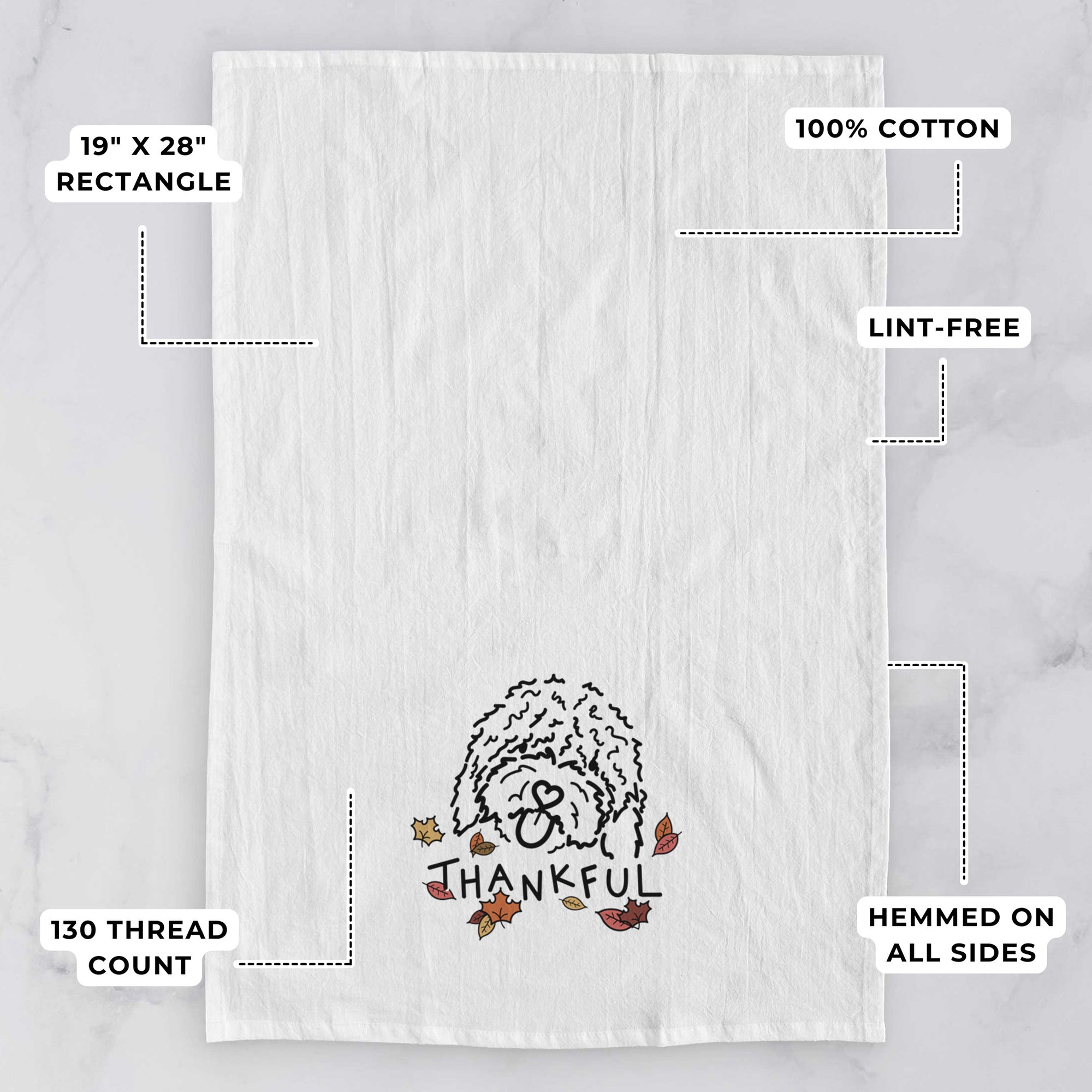 Thankful Spanish Water Dog - Antonio - Tea Towel