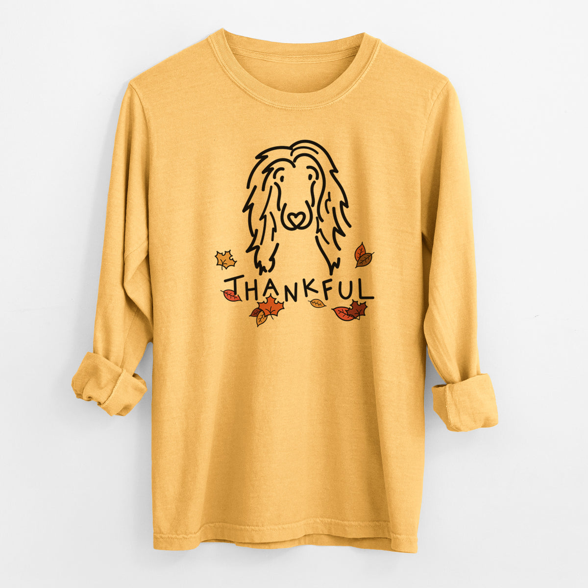 Thankful Afghan Hound - Asher - Heavyweight 100% Cotton Long Sleeve
