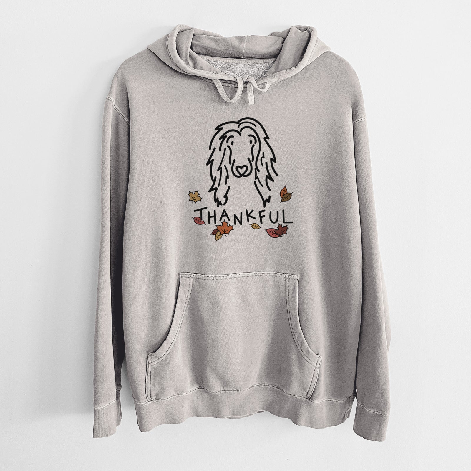 Thankful Afghan Hound - Asher - Unisex Pigment Dyed Hoodie