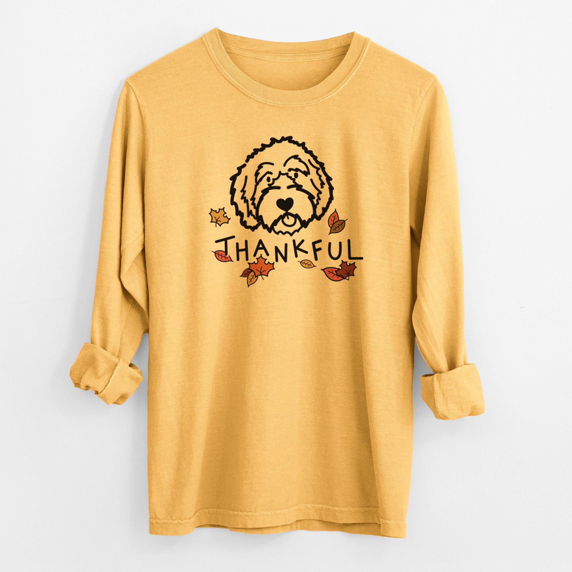 Thankful Aussiedoodle - Men's Heavyweight 100% Cotton Long Sleeve