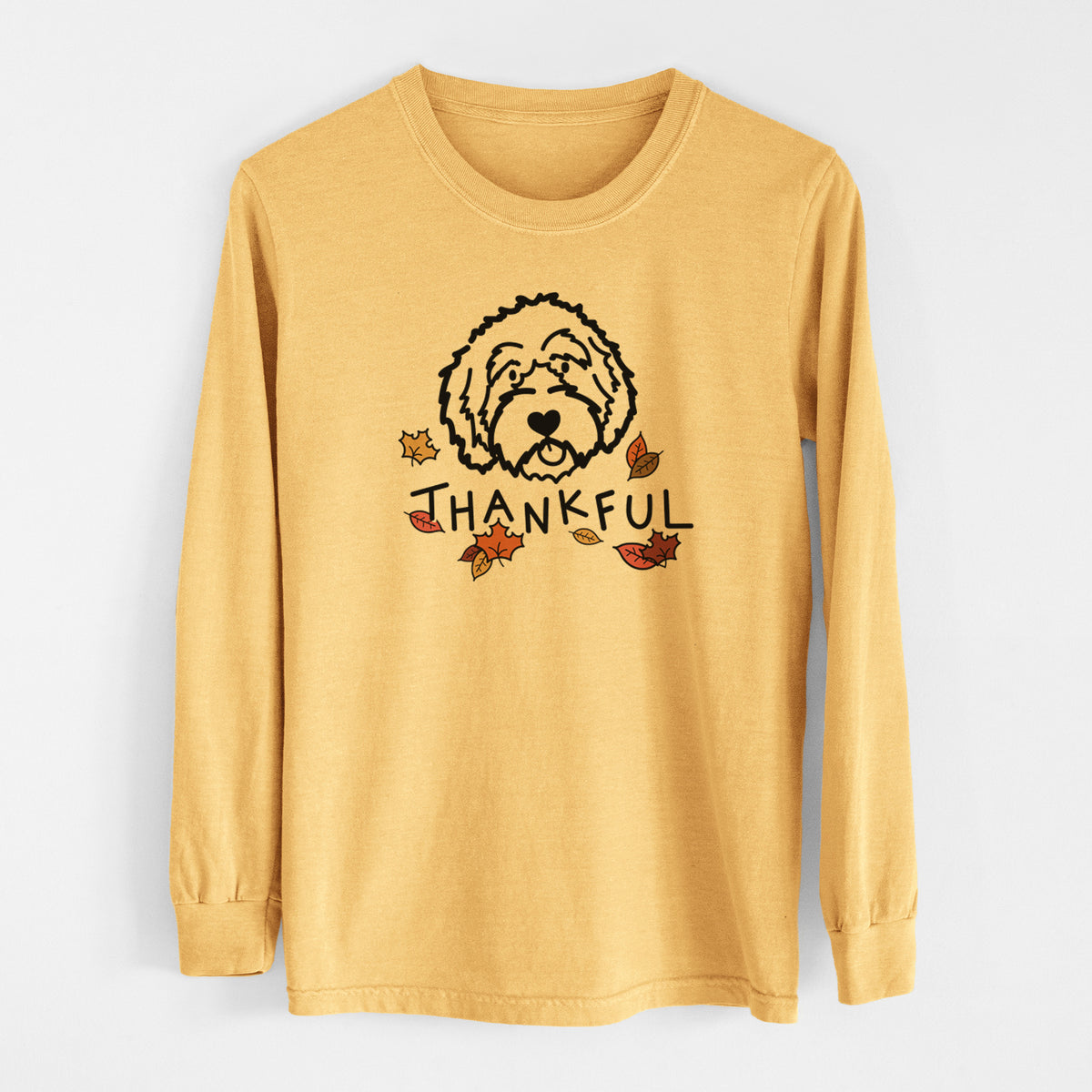 Thankful Aussiedoodle - Men&#39;s Heavyweight 100% Cotton Long Sleeve