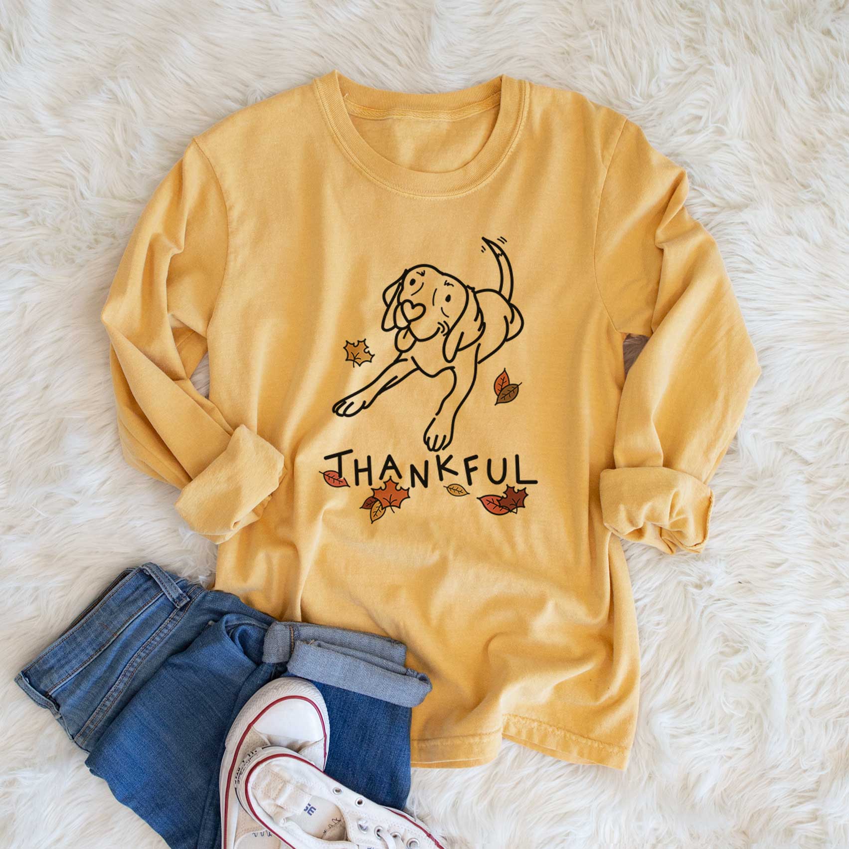 Thankful Beagle - Bagel - Men's Heavyweight 100% Cotton Long Sleeve