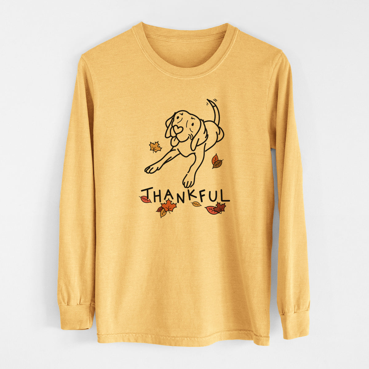 Thankful Beagle - Bagel - Men&#39;s Heavyweight 100% Cotton Long Sleeve