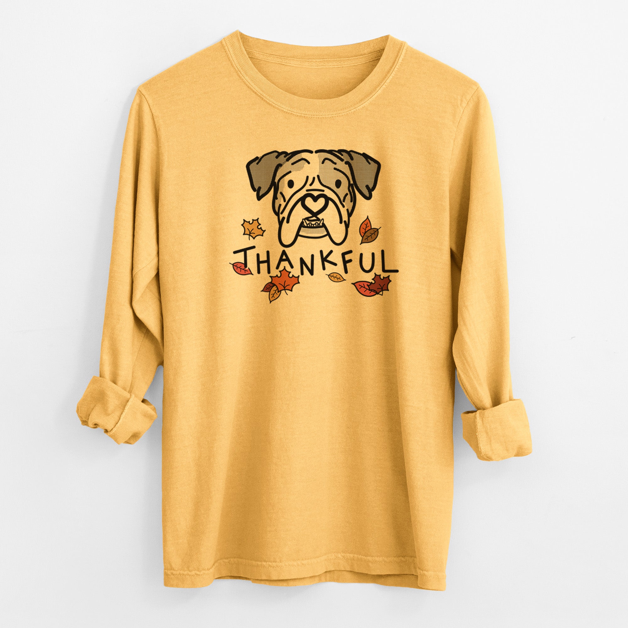 Thankful English Bulldog - Bailey - Men's Heavyweight 100% Cotton Long Sleeve