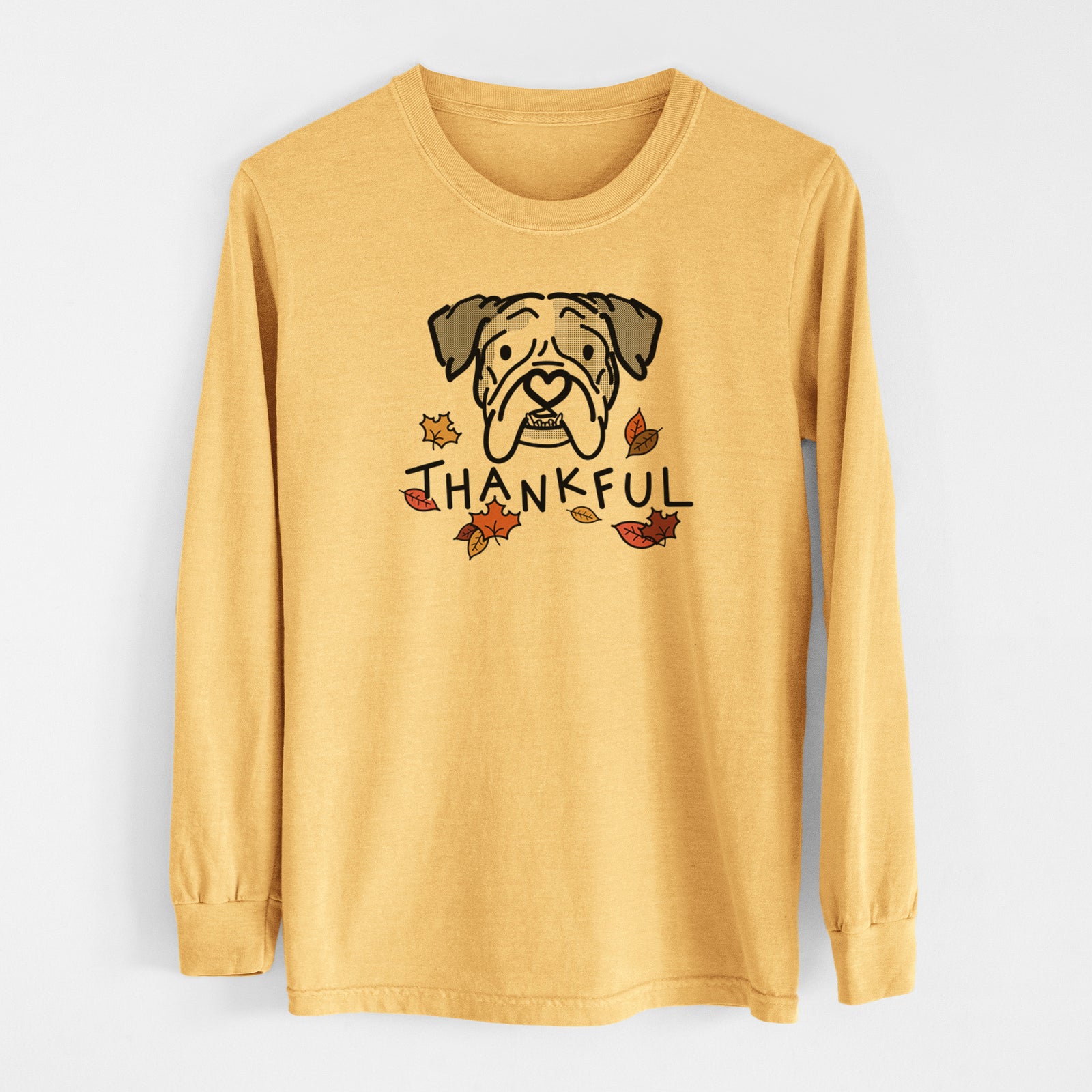 Thankful English Bulldog - Bailey - Men's Heavyweight 100% Cotton Long Sleeve