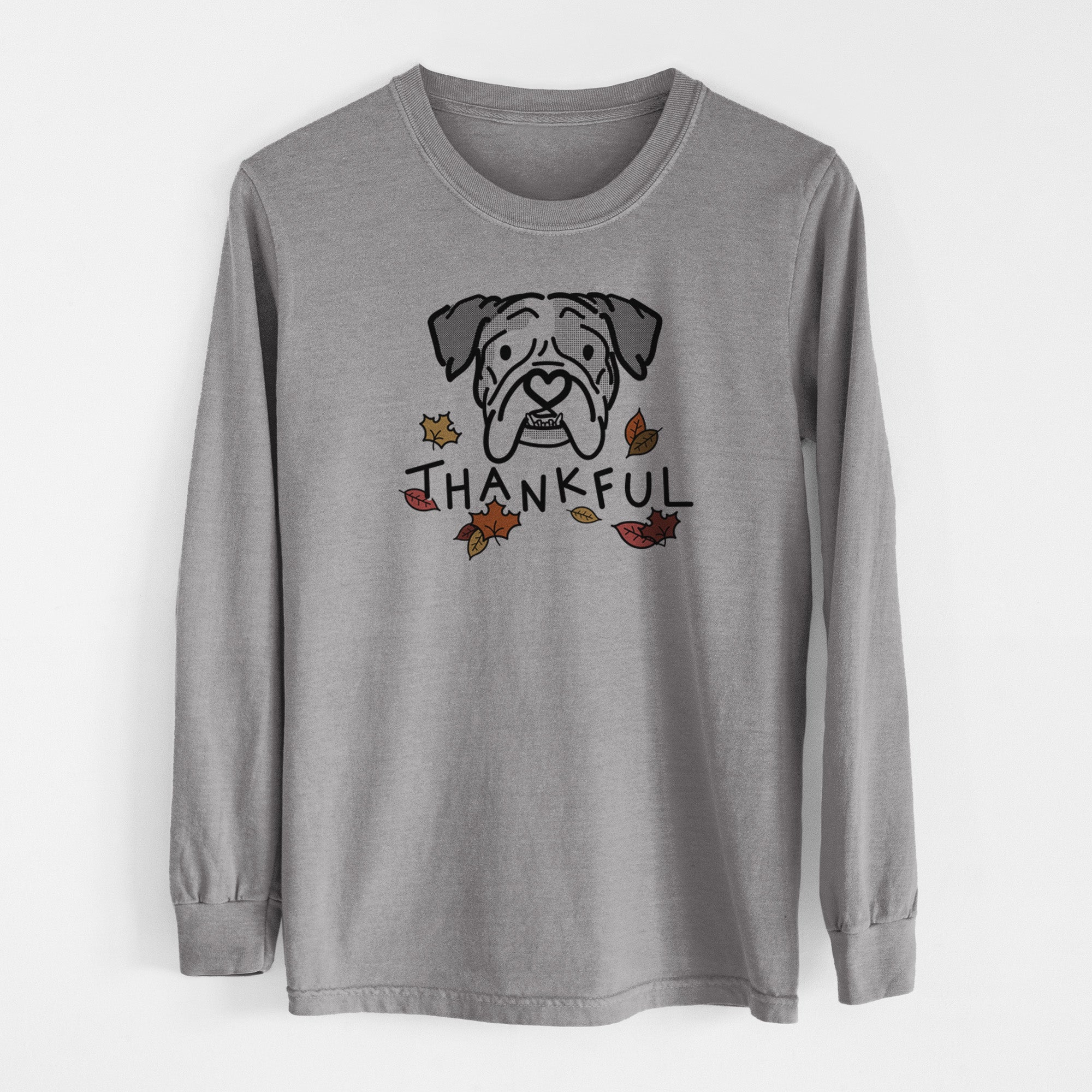 Thankful English Bulldog - Bailey - Men's Heavyweight 100% Cotton Long Sleeve