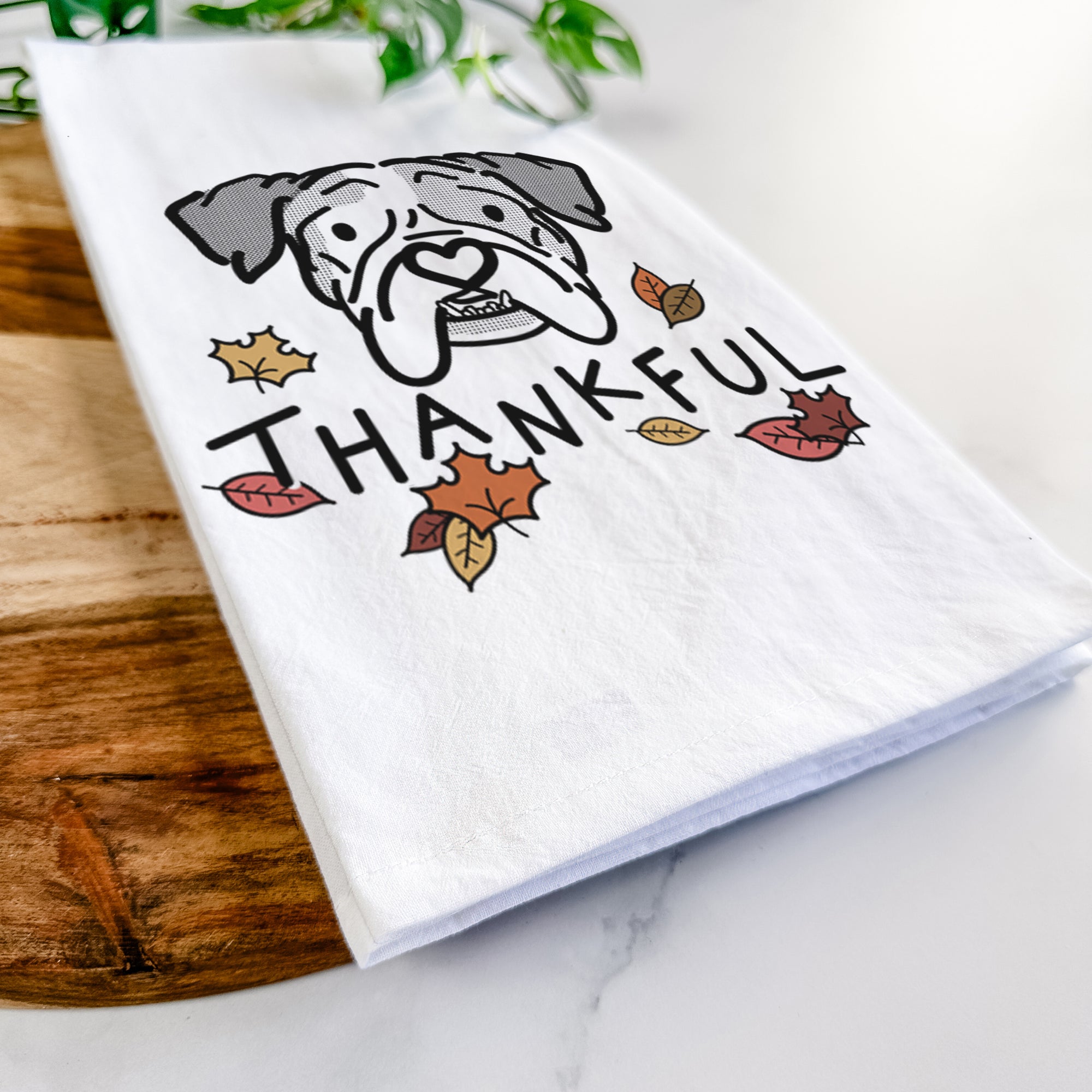 Thankful English Bulldog - Bailey - Tea Towel