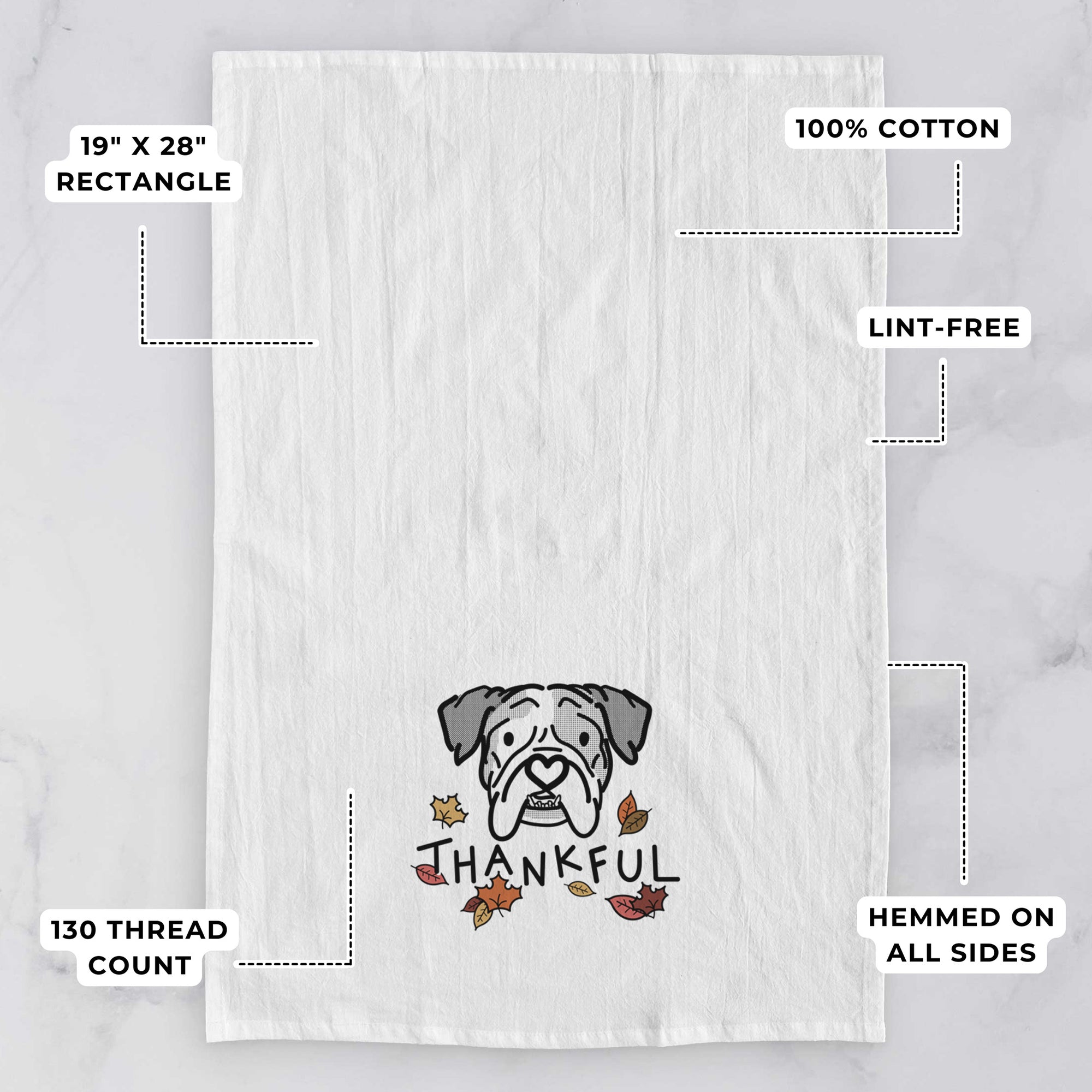 Thankful English Bulldog - Bailey - Tea Towel