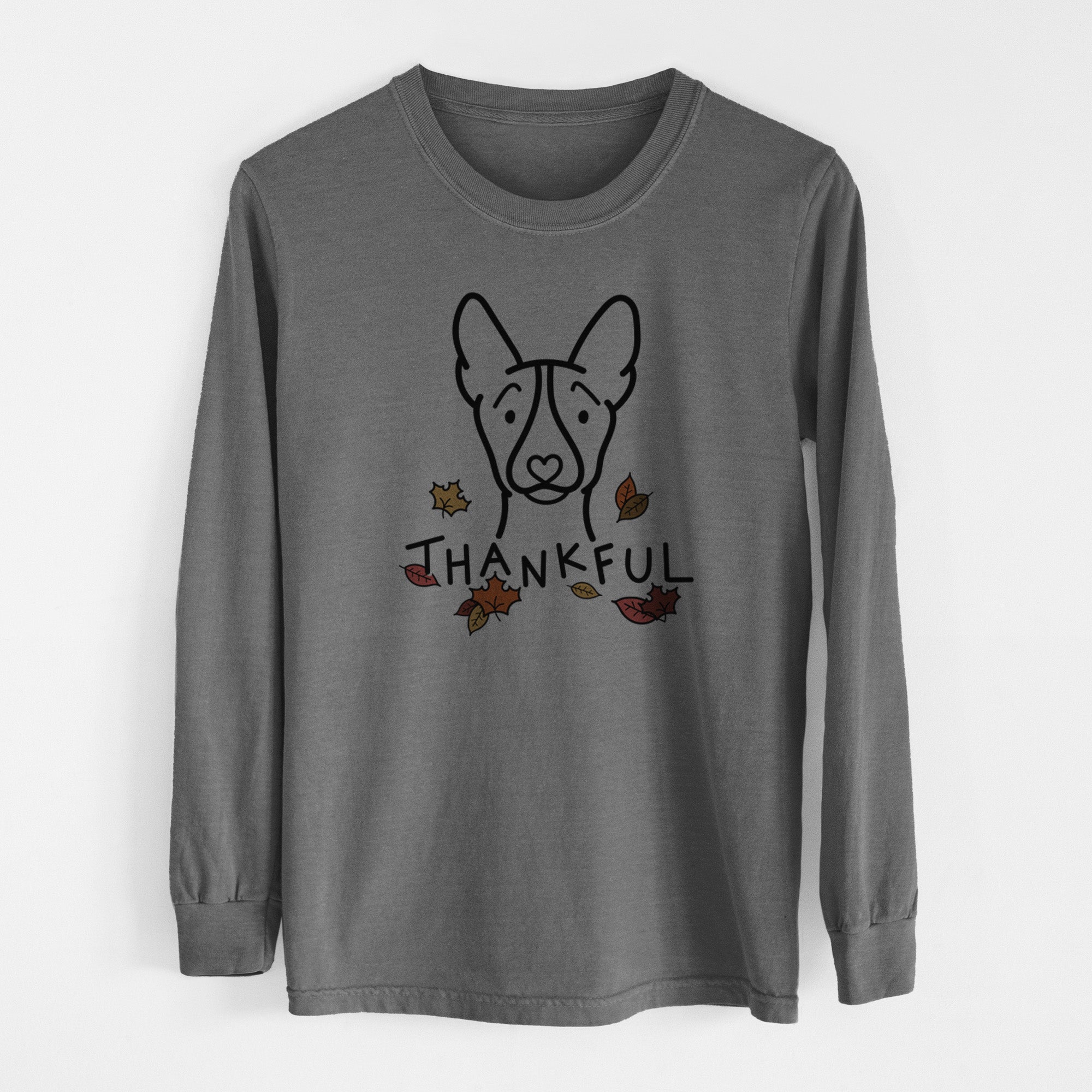 Thankful Basenji - Men's Heavyweight 100% Cotton Long Sleeve