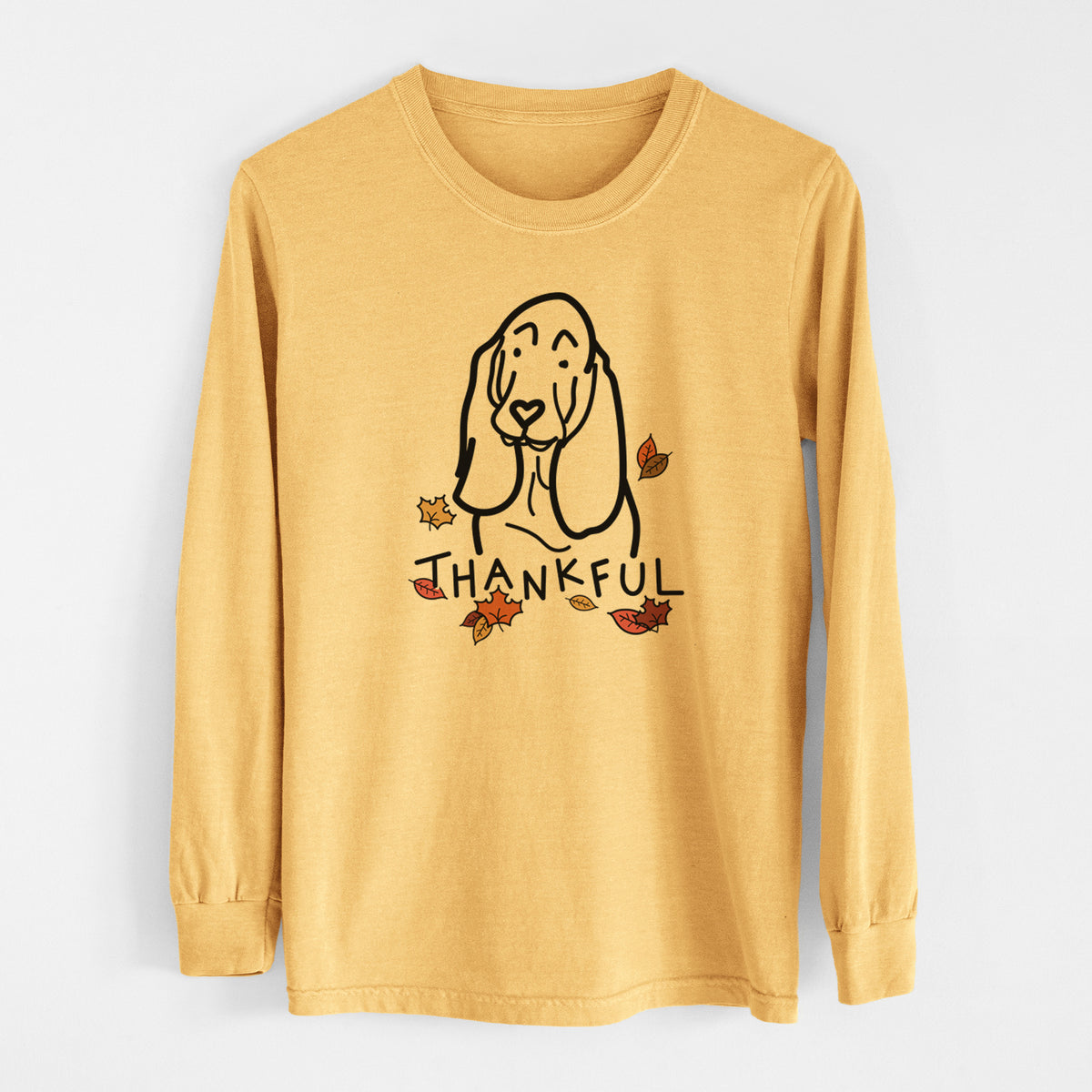 Thankful Basset Hound - Men&#39;s Heavyweight 100% Cotton Long Sleeve