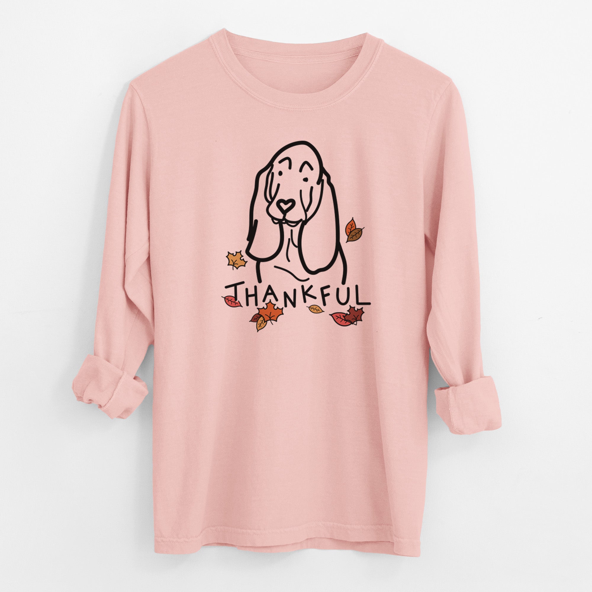 Thankful Basset Hound - Men's Heavyweight 100% Cotton Long Sleeve