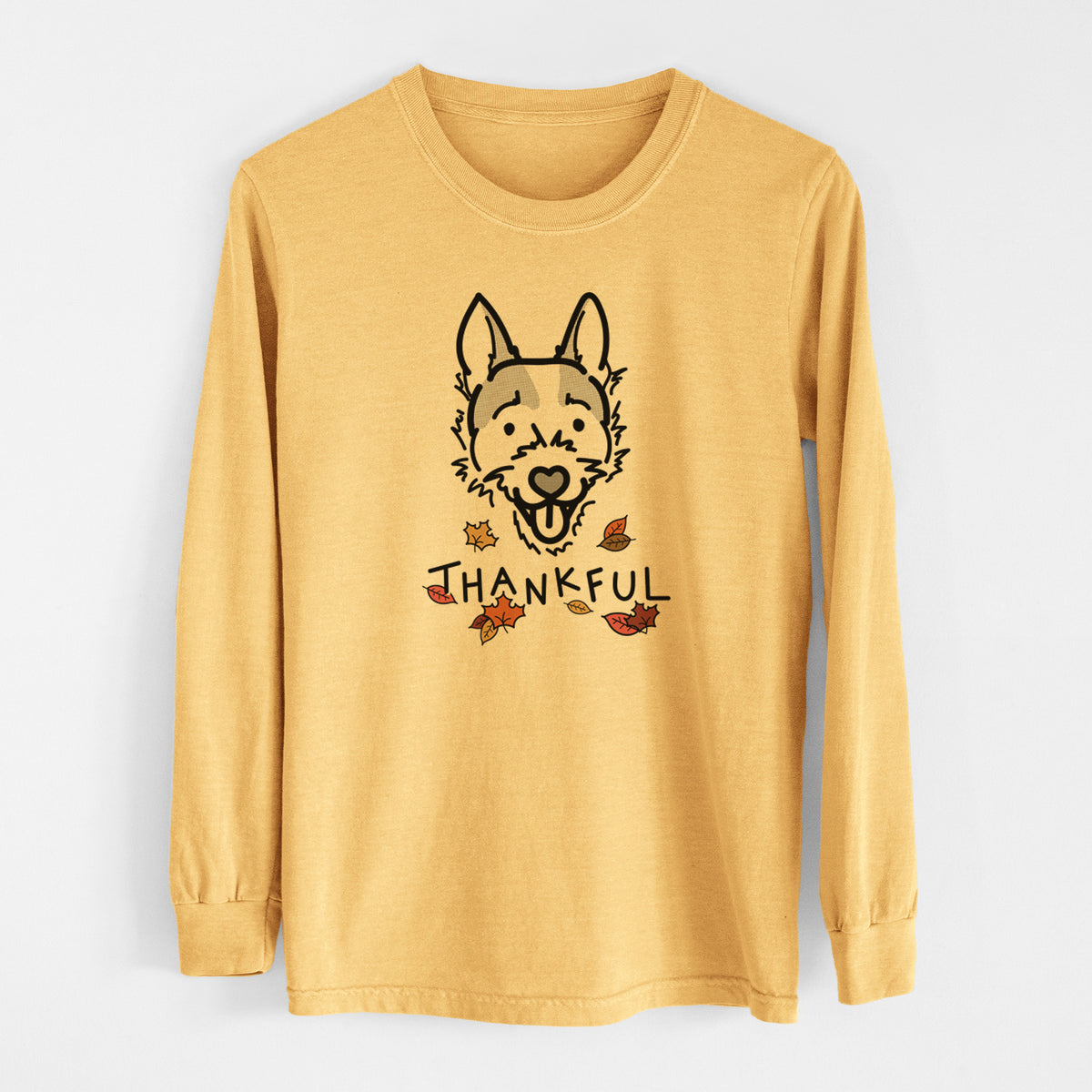 Thankful Jack Russell Terrier - Baxter - Men&#39;s Heavyweight 100% Cotton Long Sleeve