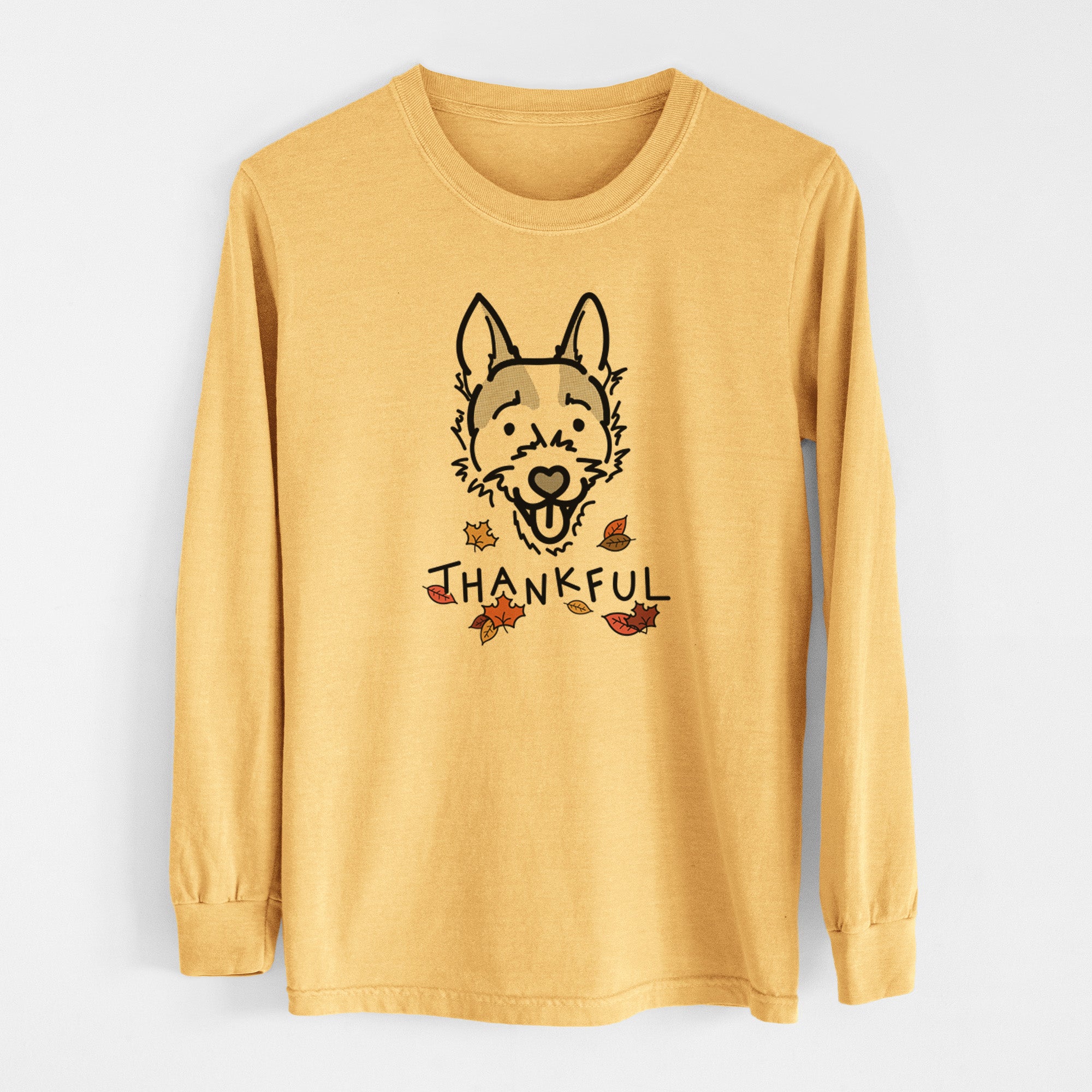 Thankful Jack Russell Terrier - Baxter - Men's Heavyweight 100% Cotton Long Sleeve